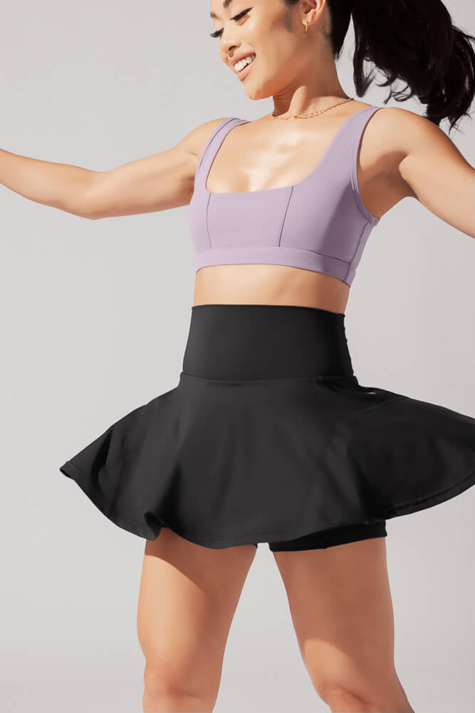Twirl Skort for Women - Black High Waist Tennis Skirt with Built-in Shorts | Perfect for Running, Yoga, and Casual Wear