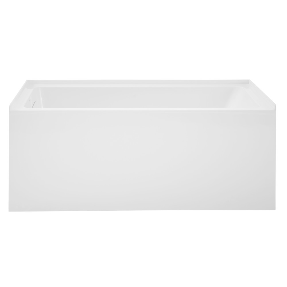 Voltaire 54 x 30 Inch Glossy White Skirted Left Drain Soaking Bathtub with Integrated Overflow - Perfect for Master Bathrooms & Spa-Like Retreats