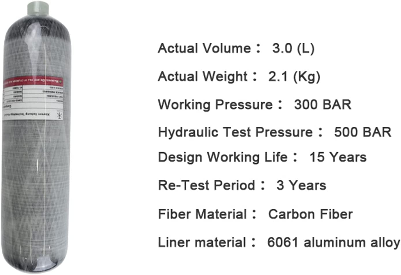 TUXING 4500psi Carbon Fiber Air Tank 3L (Empty) & PCP Paintball Filling Station with Pressure Gauge Valve - High Pressure Scuba Tank for PCP Air Rifles, Paintball Guns & Diving - Perfect for Outdoor Sports, Hunting & Underwater Adventures