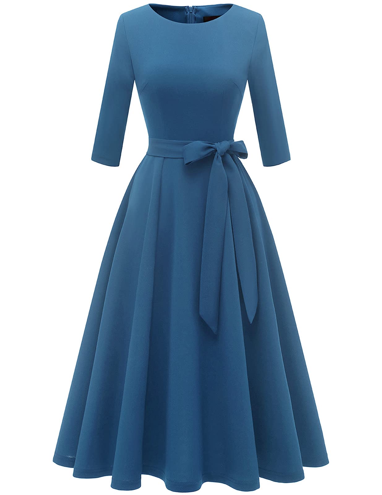Vintage Cocktail Dresses for Women 2025 - Elegant 3/4 Sleeve Formal Church Dress for Wedding Guest, Spring Party & Special Occasions