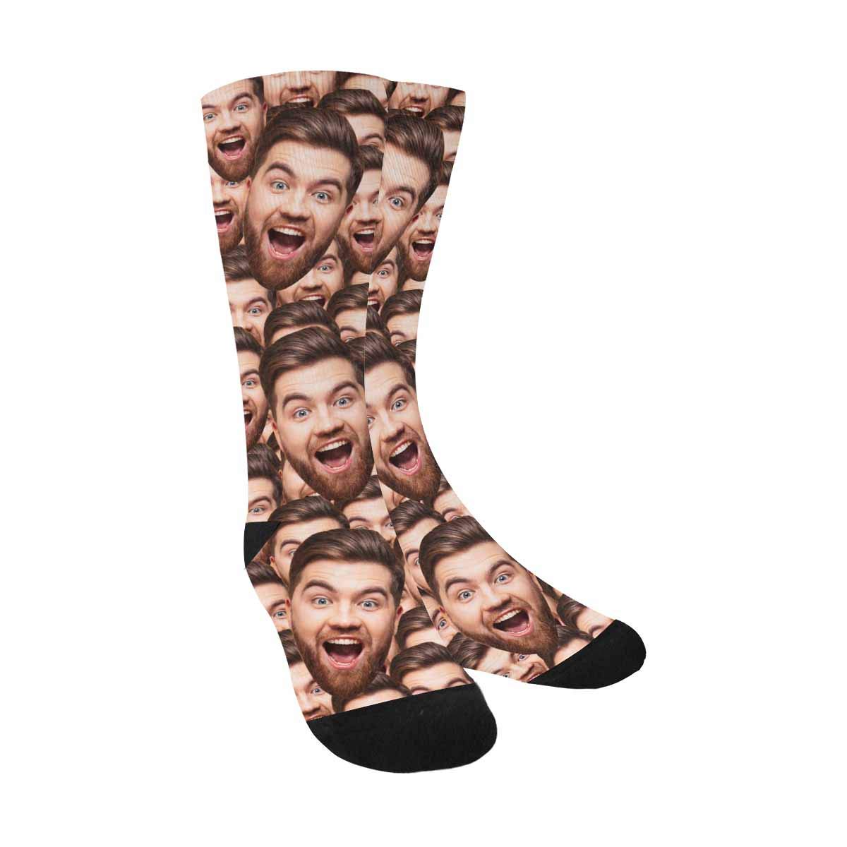 Custom Personalized Pet Face Socks - Heart Print Crew Socks for Men & Women with 2 Photo Designs | Cute Gift for Pet Lovers, Couples Matching Socks, Fun Homewear & Unique Birthday Present