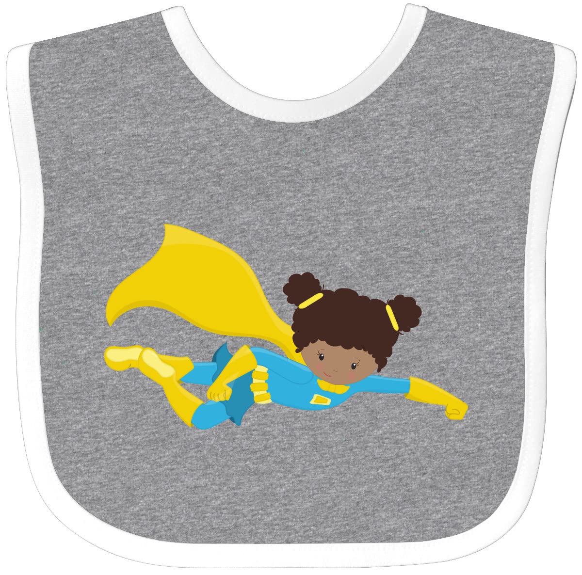 Inktastic African American Superhero Girl with Yellow Cape Baby Bib - Perfect for Infants, Toddlers & Superhero-Themed Parties