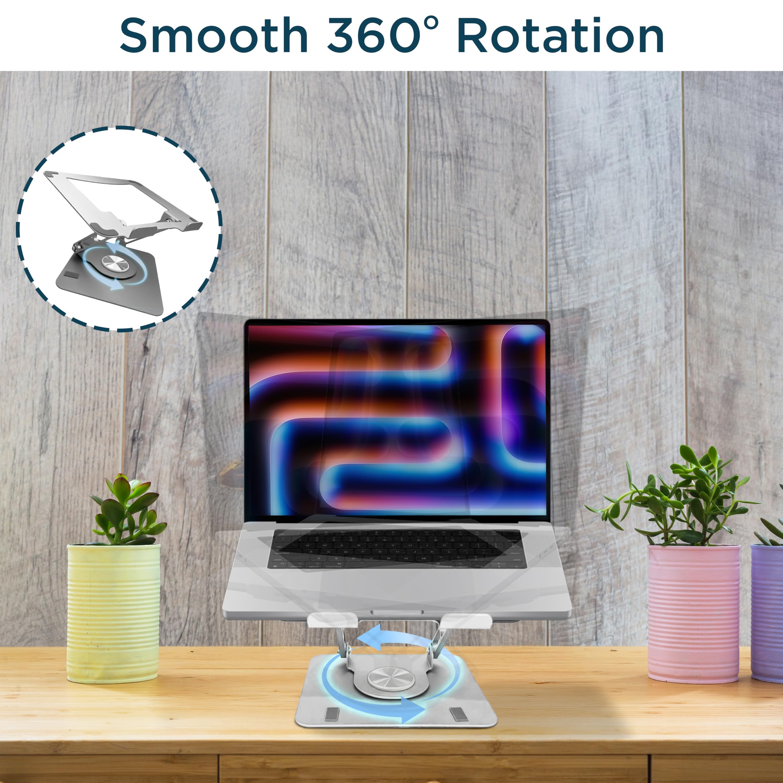 Ergonomic Adjustable Laptop Stand with 360° Rotation - Portable Swivel Computer & iPad Holder for Home Office - Perfect for Work, Study, and Video Calls