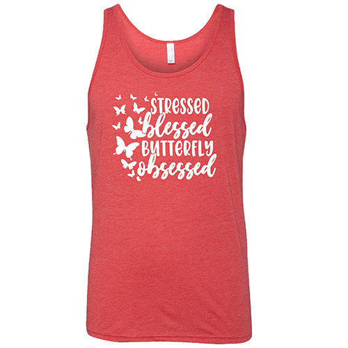 Stressed, Blessed, Butterfly Obsessed Unisex T-Shirt - Cute Graphic Tee for Women & Men - Perfect for Casual Wear, Gifts & Butterfly Lovers