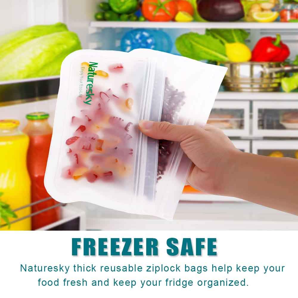 Eco-Friendly Reusable Storage Bags 10-Pack - BPA Free Freezer Safe Food Bags (3 Gallon + 4 Sandwich + 3 Snack Bags) | Leakproof Silicone Ziplock Bags for Meal Prep, Freezing & On-the-Go Snacks
