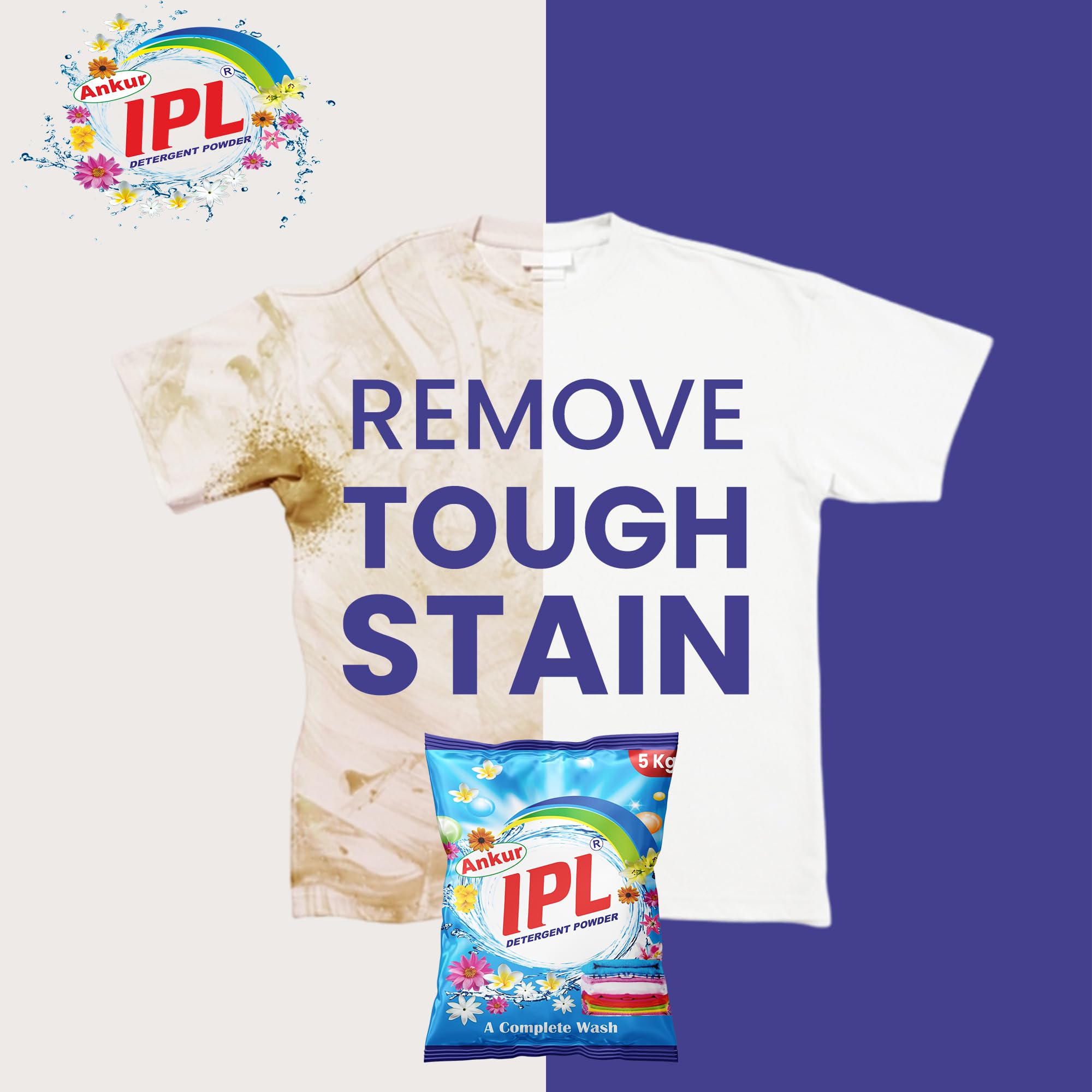 Ankur IPL Detergent Powder 5kg - Lemon & Bleach Laundry Detergent for Tough Stain Removal | Fast Dissolving, Works in All Washing Machines & Hand Wash | Perfect for Everyday Laundry, Baby Clothes & Heavy-Duty Cleaning