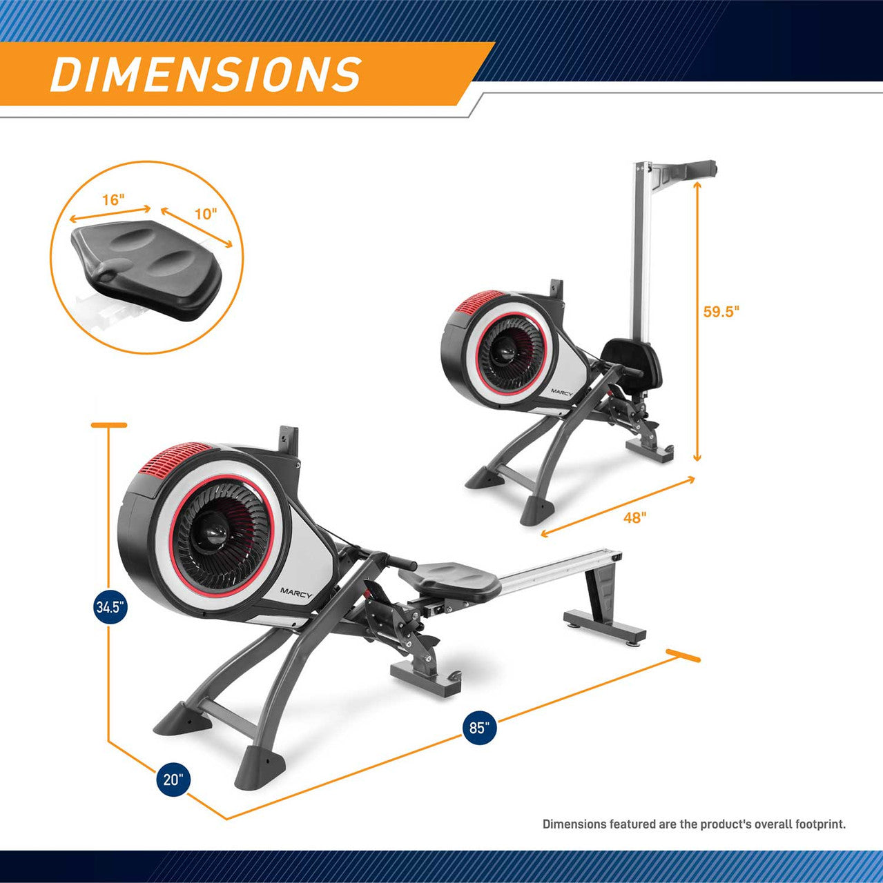 Marcy Turbine Rower NS-6050RE - Premium Home Rowing Machine for Full Body Workout, Cardio & Strength Training - Perfect for Home Gym, Small Spaces & Indoor Fitness