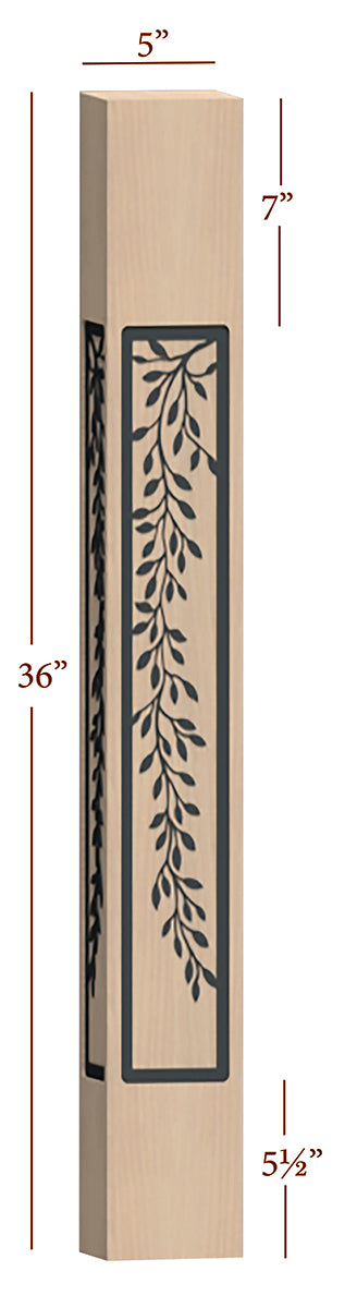 Premium Fast Snap Skyline Island Post with Laurel Metal Inlay - 36 x 5 x 5 Inch - Durable Mailbox Post for Residential & Commercial Use - Perfect for Driveway, Garden, and Front Yard Decoration