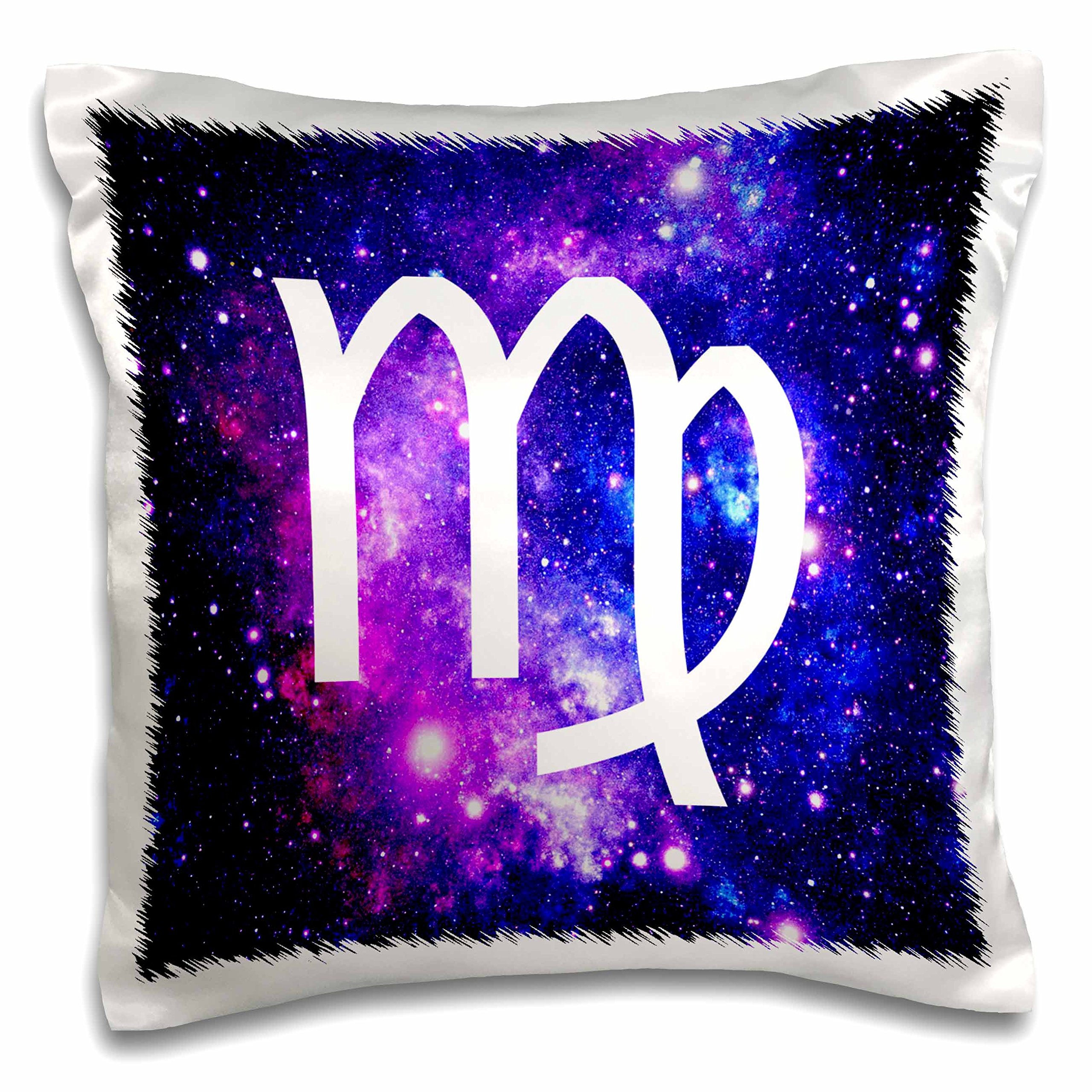 3D Printed Virgo Zodiac Sign Pillow Cover - 16x16 Inches White with Purple Space Background - Perfect for Horoscope Lovers, Home Decor & Gift Ideas