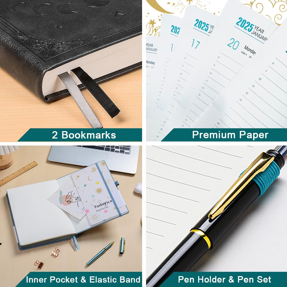2024-2025 Academic Planner A5 Size (5.9×8.5 Inch) - Daily Page a Day from August 2024 to July 2025 with Monthly View, Includes Pen Set, Tabs, Bookmarks & Inner Pocket - Perfect for Students, Teachers & Office Professionals - Dark Grey