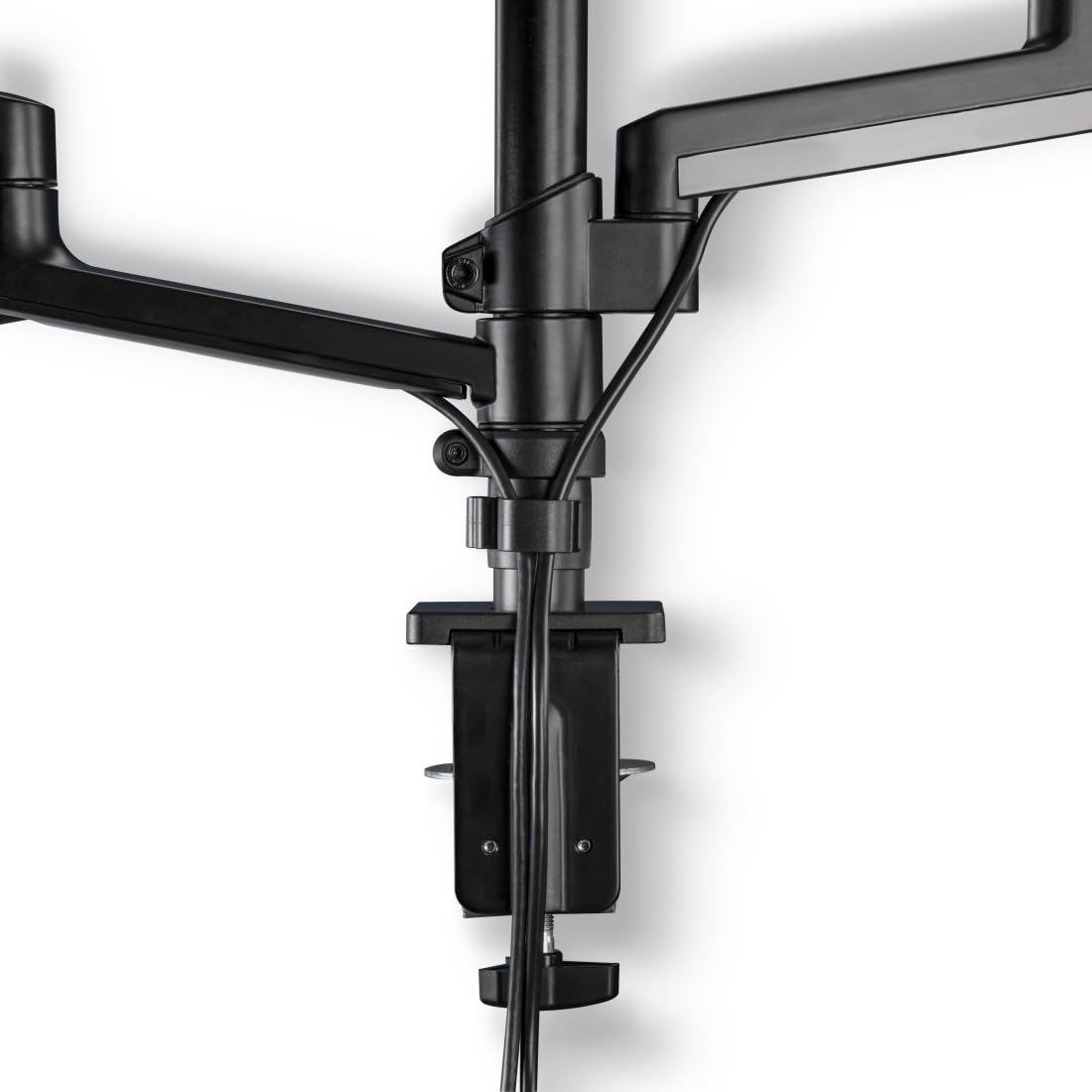 Hama Dual Monitor Mount Stand - 4 Arm Adjustable Swivel Tilt Desk Mount with Microphone Boom & Tripod Base for Streaming Setup, PC Monitors, Camera, Ring Light, Phone (Black) - Perfect for Home Office, Gaming & Live Streaming