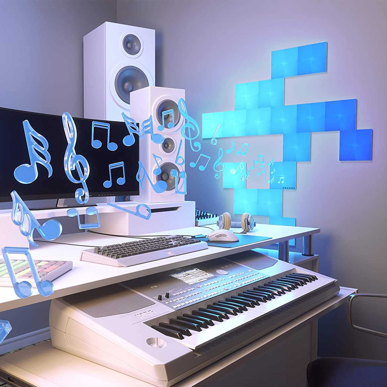 Xianfei Smart LED Wall Panels - App & Alexa Voice Controlled DIY Geometric Modular RGB Ambient Lighting for Bedroom, Living Room, Gaming Setup - Create Custom Mood Lights for Parties, Home Theater & Night Light Decor