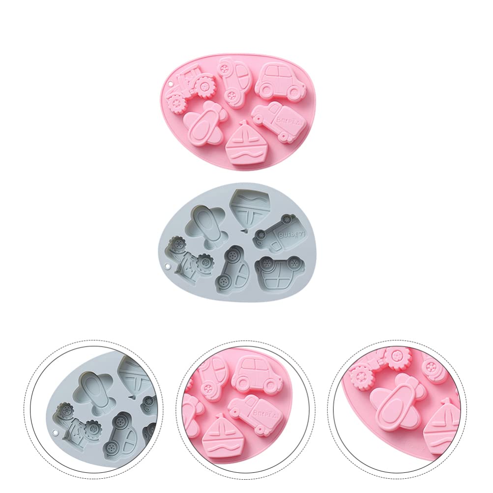 2-Piece Silicone Baking Mold Set - Vehicle Chocolate & Candy Molds, Reusable Cookie & Cake Molds for Baking, Perfect for Kids' Birthday Parties, Baby Showers, and DIY Dessert Decorations