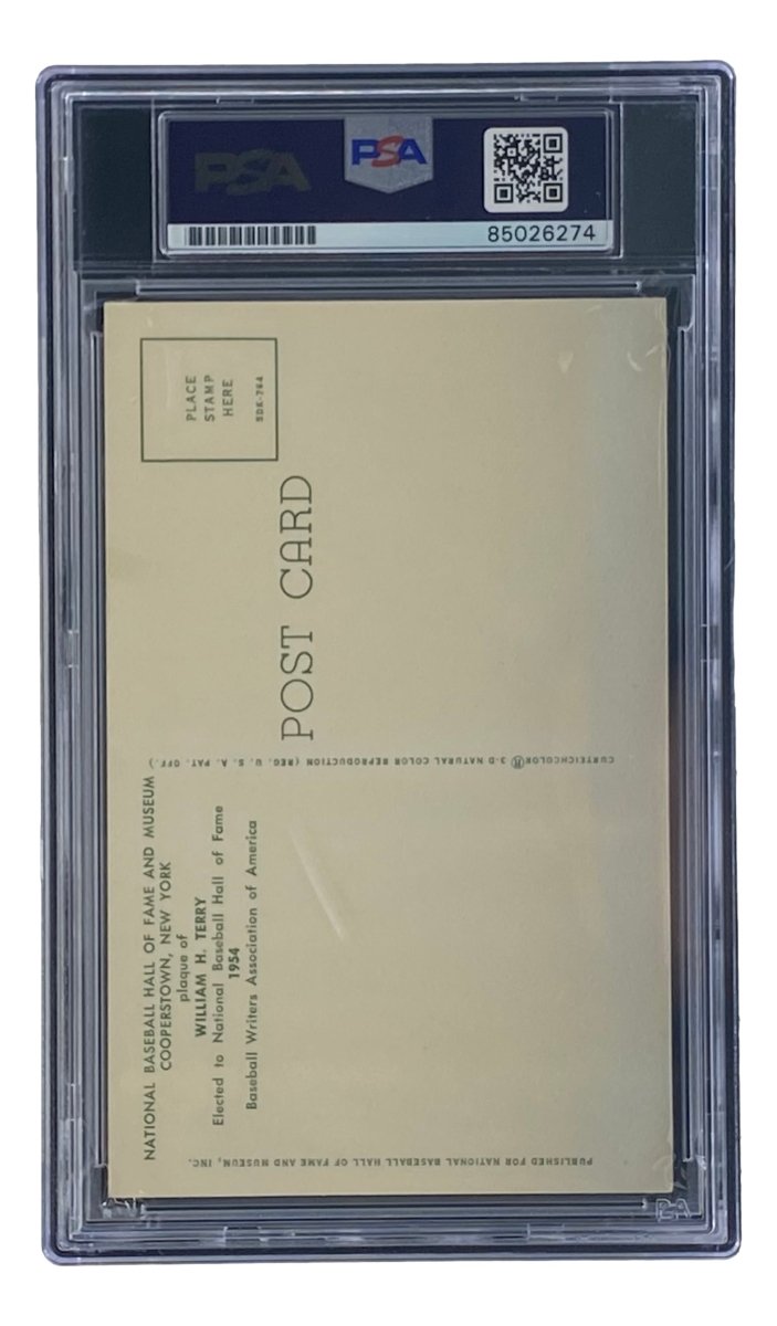 Bill Terry Autographed 4x6 New York Giants Hall of Fame Plaque Card with PSA/DNA Certification #85026274 - Perfect for Sports Memorabilia Collectors and Giants Fans Display