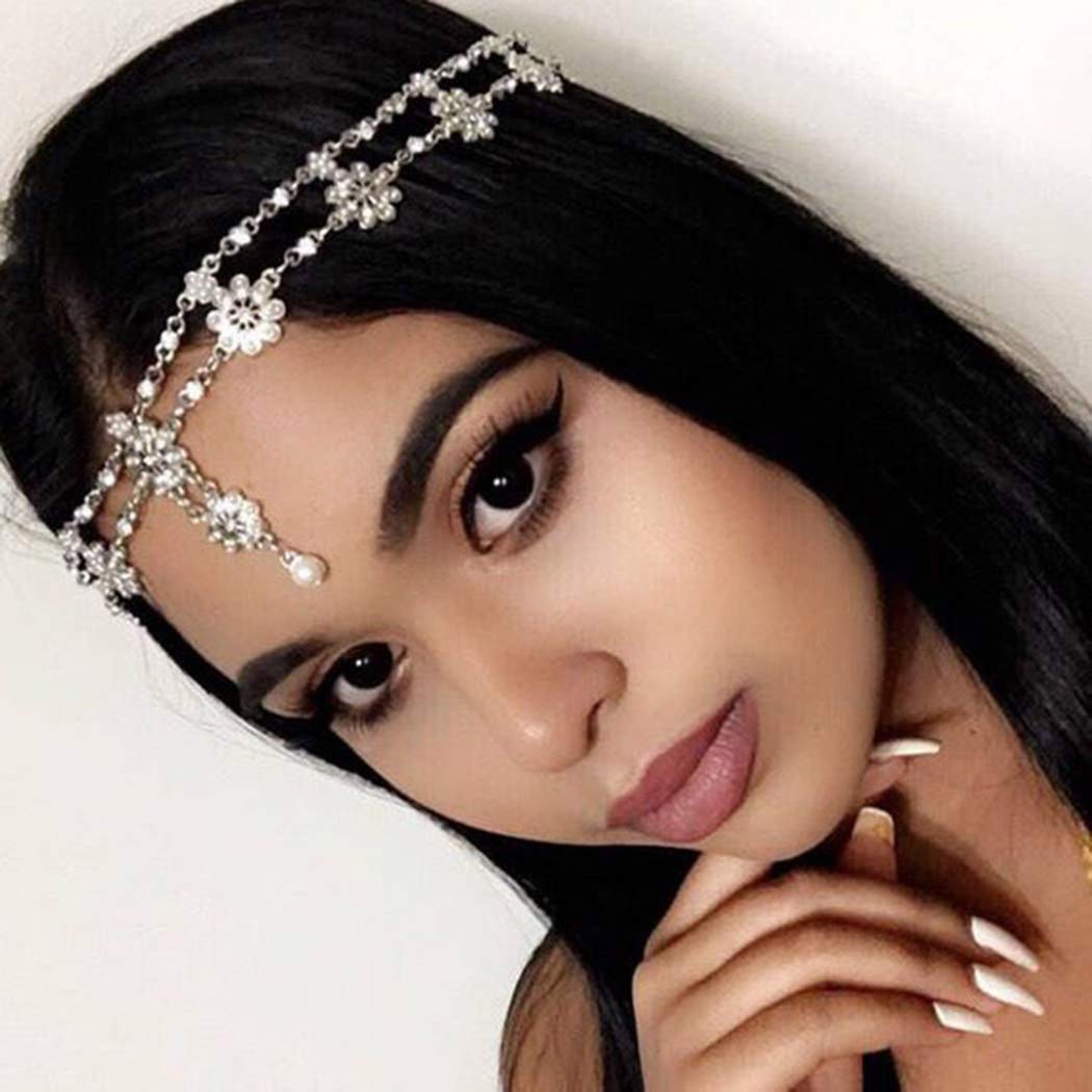 Elegant Floral Pearl Crystal Wedding Headbands for Women – Bridal Hair Accessories, Festival Costume Jewelry & Boho Headpiece | Perfect for Weddings, Parties, and Special Occasions
