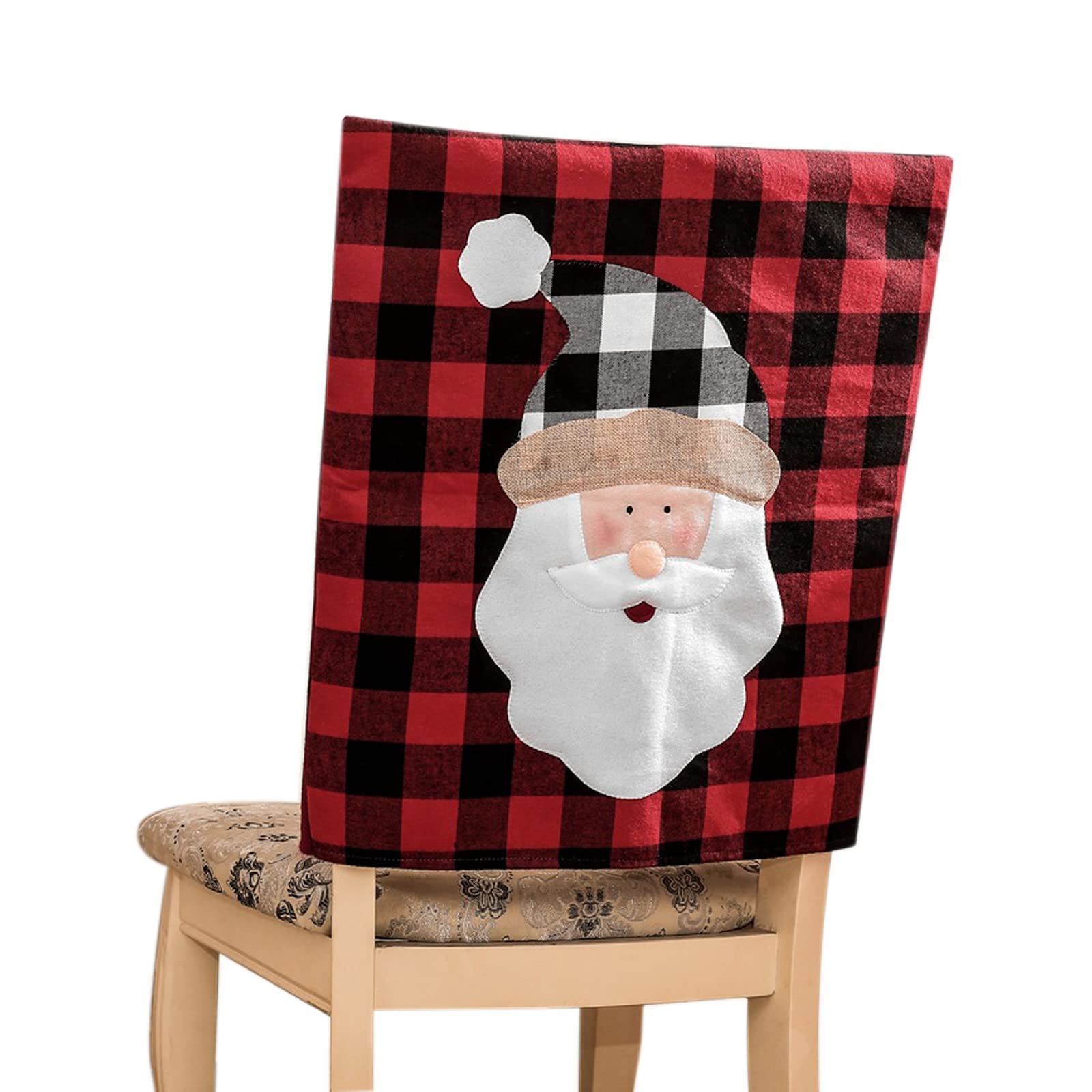 2-Pack Buffalo Plaid Christmas Chair Covers - Santa Claus Holiday Dining Chair Slipcovers for Xmas Party Decorations | Perfect for Holiday Gatherings, Festive Home Decor & Christmas Dinner Table Settings
