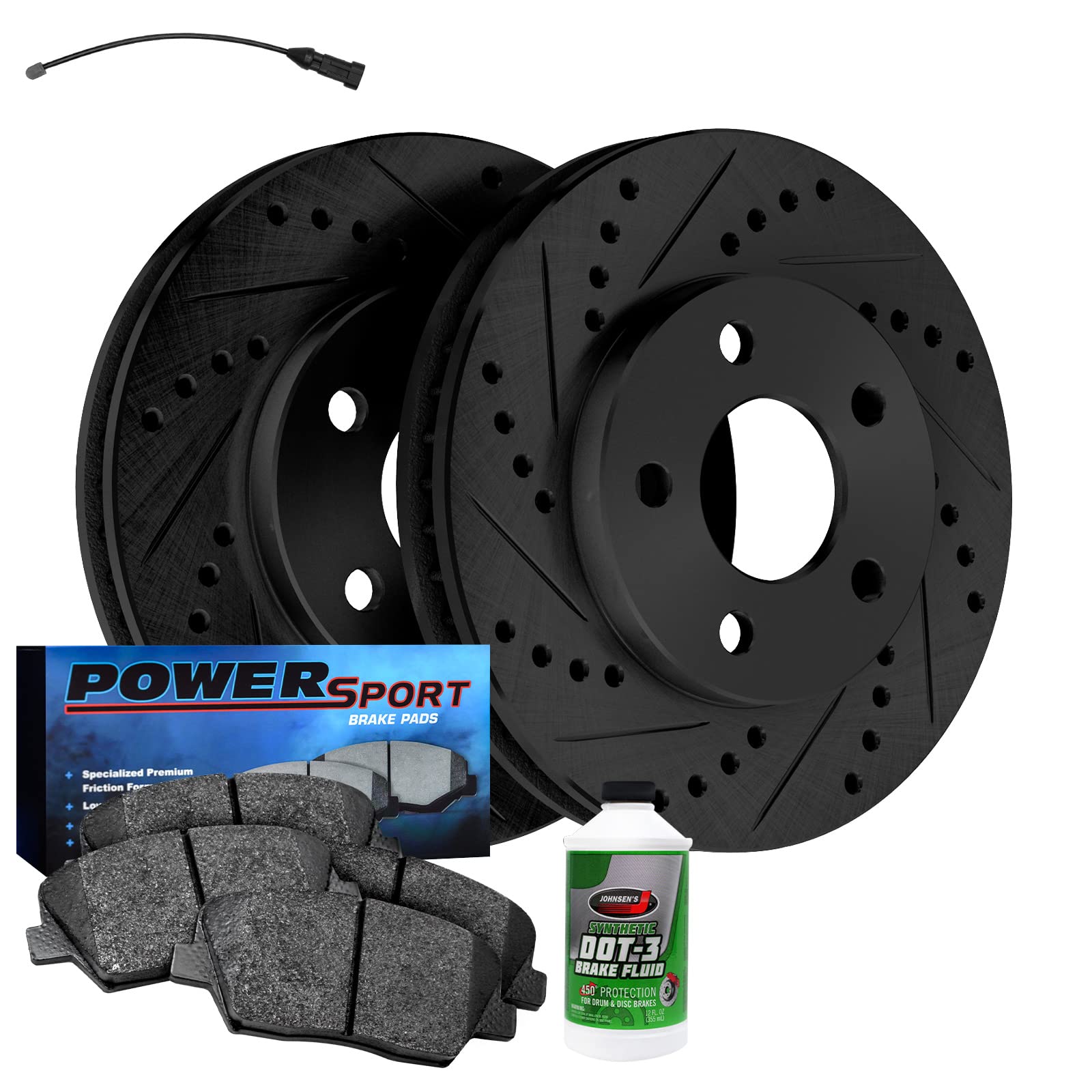High-Performance Power Sport Rear Brake Pads & Rotors Kit - Semi-Metallic Brake Pads with Sensor Wire (BBC1.35065.63) - Perfect for ATV, UTV, Motorcycle & Off-Road Vehicle Maintenance