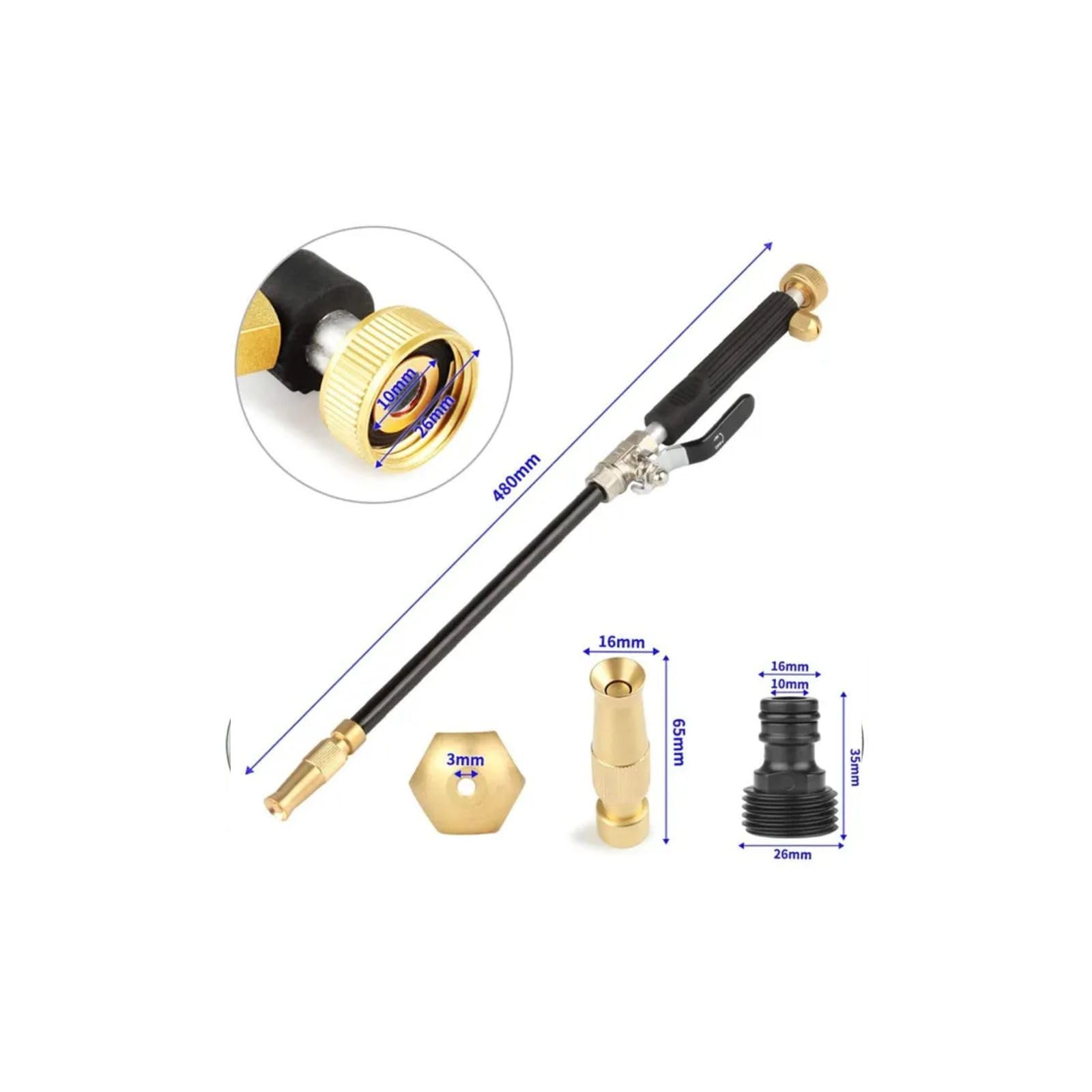 Hicks Ridge Heavy Duty High Power Garden Hose Nozzle Sprayer - Adjustable Pressure Washer Gun Attachment with 8 Spray Patterns - Perfect for Car Washing, Lawn Watering & Outdoor Cleaning