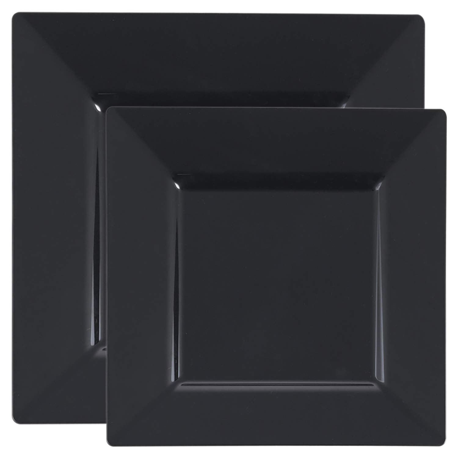 240-Pack Elegant Disposable Plastic Plates Set - 120 Heavy Duty Black Square Dinner Plates & 120 Fancy Dessert Appetizer Plates for Wedding, Birthday Party, BBQ, Picnic & Special Events - Perfect for Catering, Home Entertaining & Outdoor Gatherings