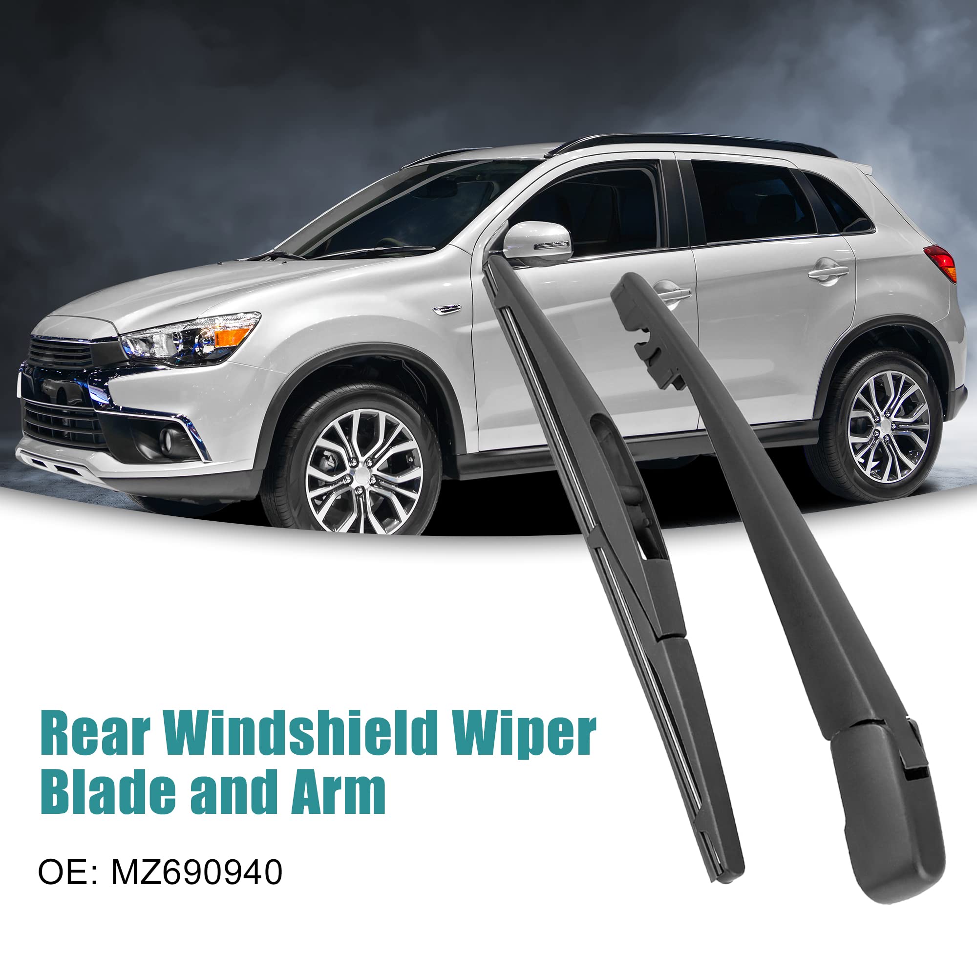 ACROPIX Rear Windshield Wiper Blade & Arm Replacement for Mitsubishi Outlander Sport - 1 Set Black - Perfect for Rainy Weather & Winter Driving Conditions