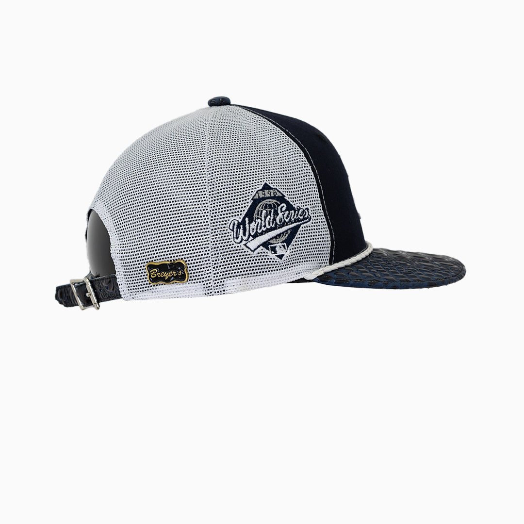 Breyer's Buck 50 New York Yankees Trucker Hat with Leather Visor - Adjustable Snapback Cap for Baseball Fans, Streetwear & Outdoor Activities