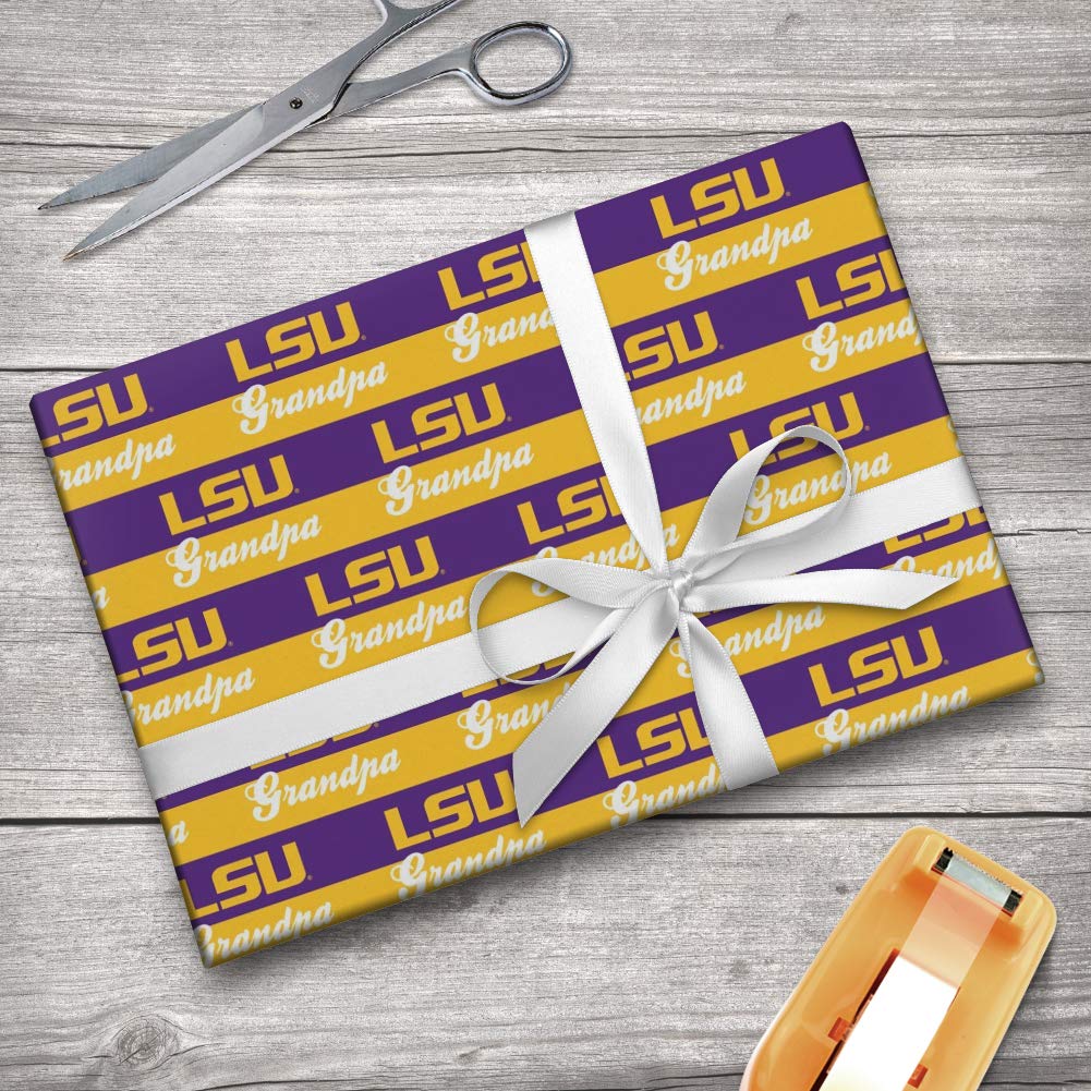 LSU Tigers Themed Gift Wrap Paper Rolls - Perfect for Birthday, Christmas & Graduation Gifts - Grandpa & Fan Gifts for Sports Enthusiasts