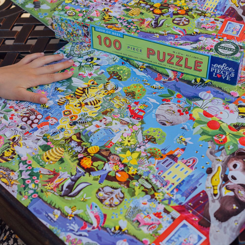eeBoo Love of Bees 100 Piece Jigsaw Puzzle - Beautiful Nature-Themed Puzzle for Adults & Kids, Perfect for Family Game Night & Educational Activities
