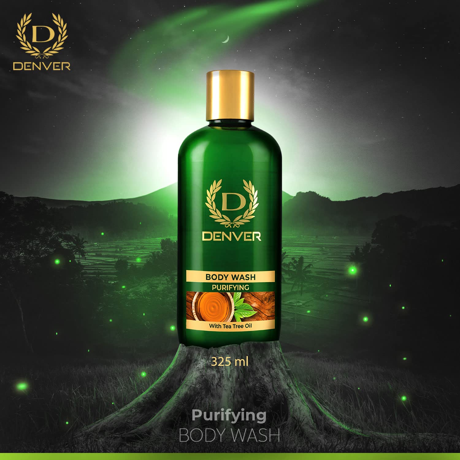DENVER Purifying Body Wash with Tea Tree Oil - 325ML | Soap-Free Formula for Deep Cleansing | Men's Shower Gel for Acne-Prone & Oily Skin | Refreshing Bath Essential for Gym & Post-Workout Use