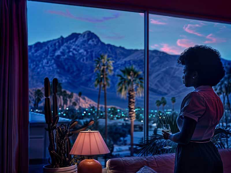 Palm Springs Evening Landscape Canvas Art Print - Desert Sunset Wall Decor for Living Room, Bedroom & Office