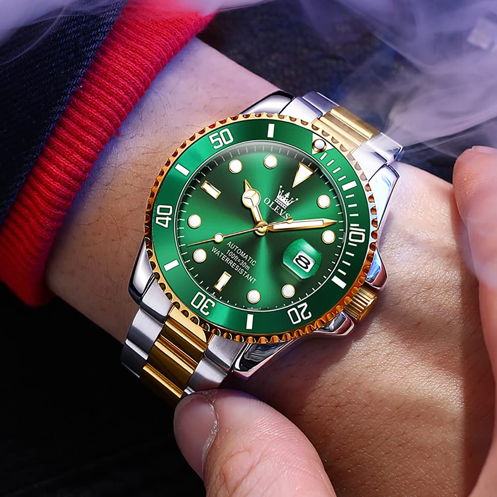 OLEVS Men's Automatic Self-Winding Mechanical Watch - Luxury Stainless Steel Dress Watch for Business & Formal Occasions - No Battery Required