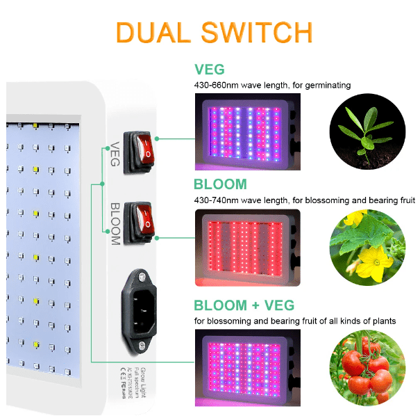 1000W Full Spectrum LED Grow Light for Hydroponics with Veg & Bloom Switch - Indoor Plant Growing Lamp for Vegetables, Flowers & Herbs | Model 48537S