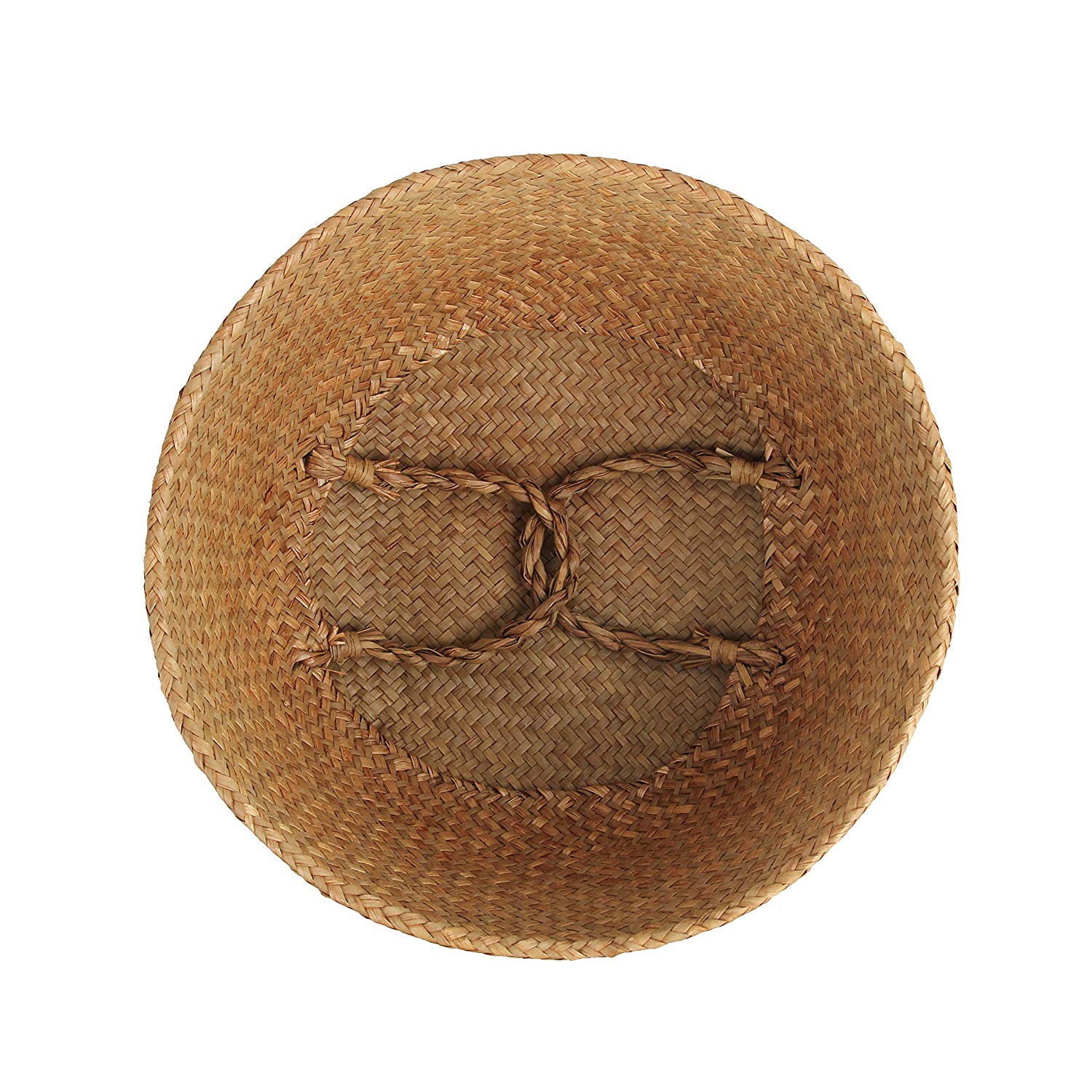 Natural Woven Seagrass Storage Basket - Small Handmade Belly Basket for Home Organization, Plant Holder, Laundry Hamper, Picnic & Grocery Carrier | Perfect for Bathroom, Nursery, Kitchen & Outdoor Use
