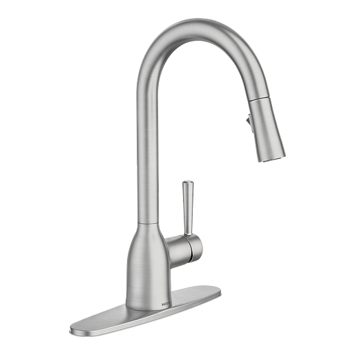 Moen Adler 87233SRS Spot Resist Stainless Steel Kitchen Faucet with Pull-Down Sprayer - Perfect for Modern Kitchens & Easy Dishwashing