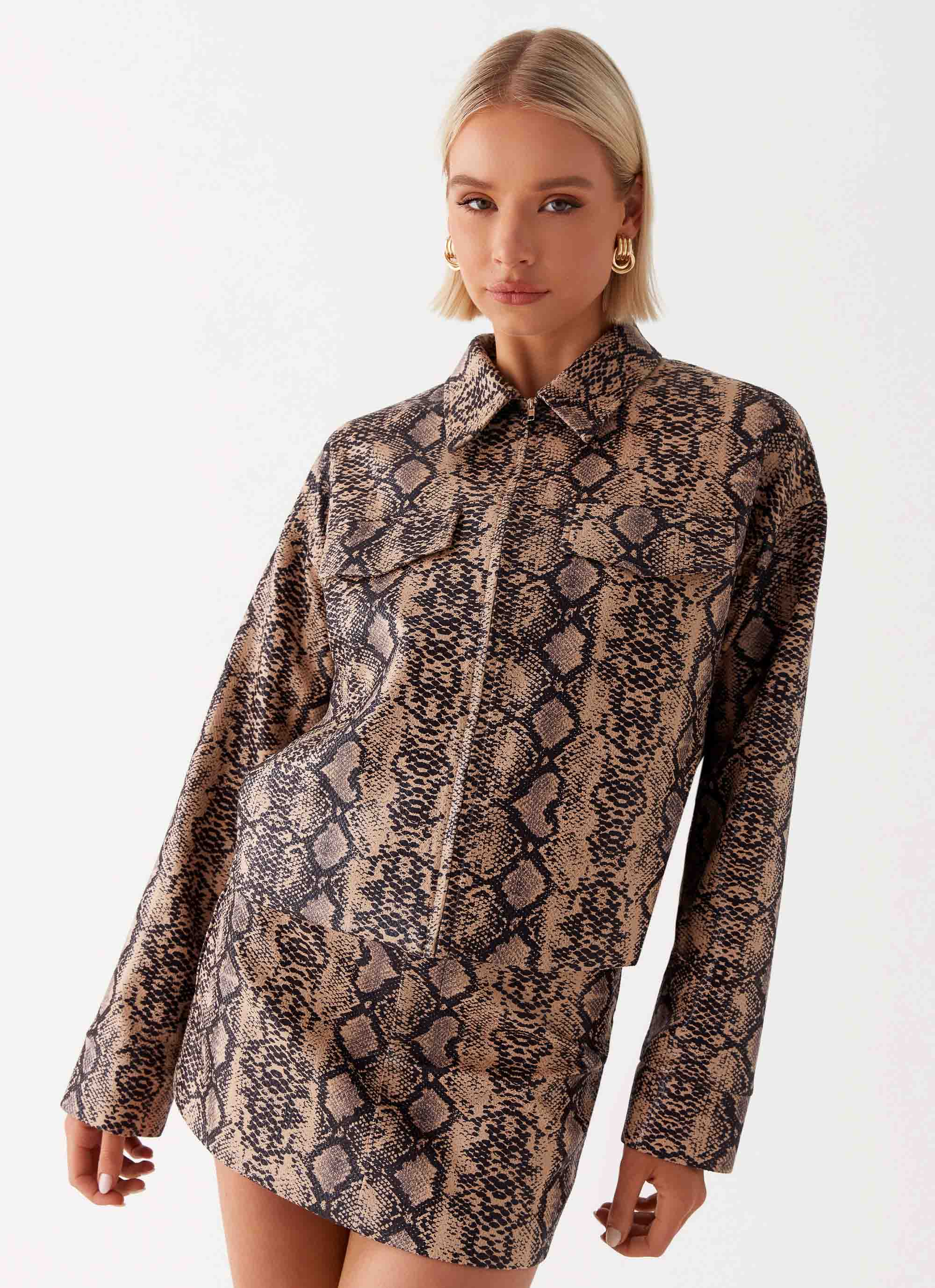 Bethany Oversized Jacket with Snake Print - Stylish & Comfortable Outerwear for Women | Perfect for Casual Outings, Fall Layering & Streetwear Fashion