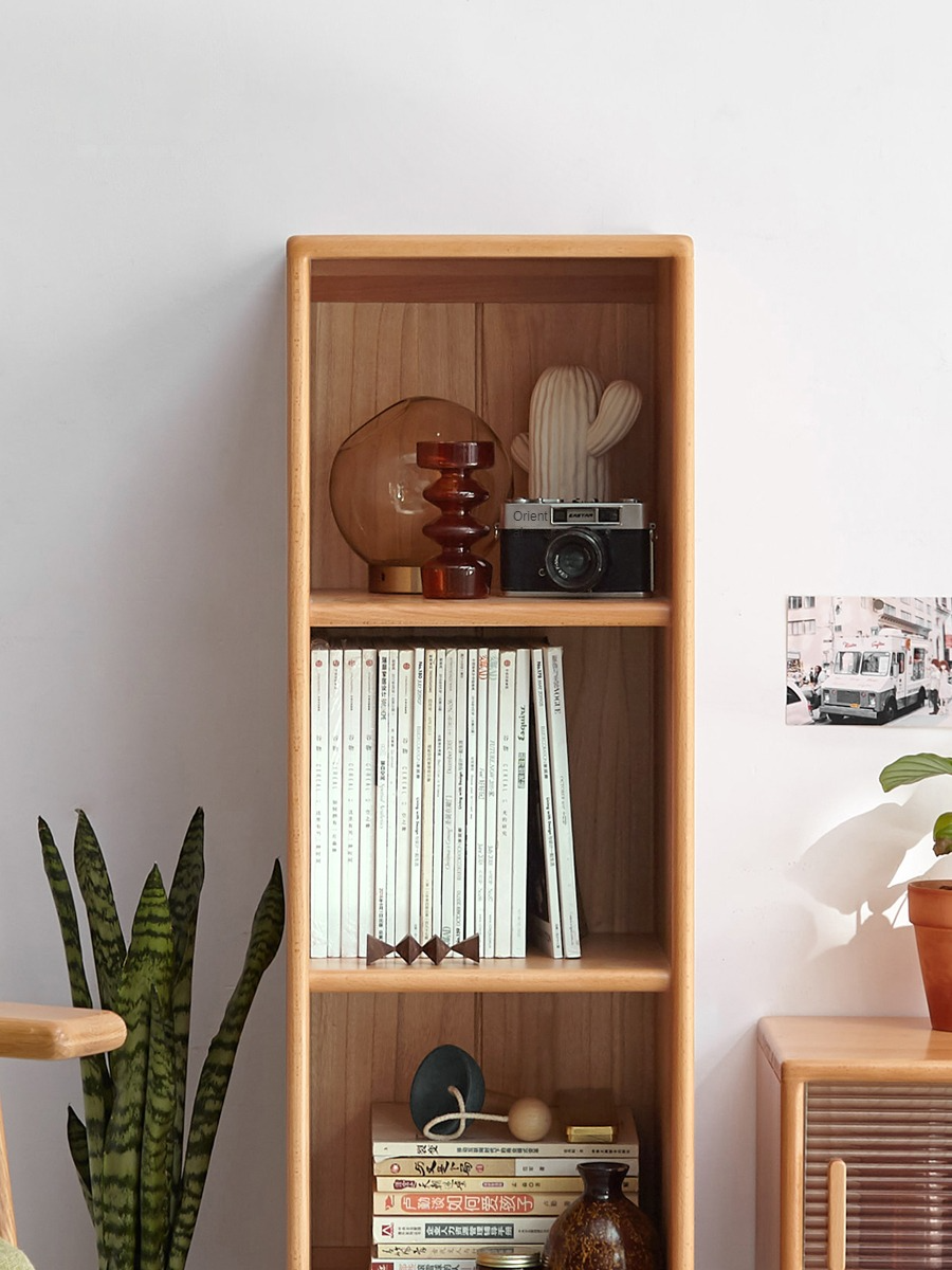 Solid Beech Wood Small Bookshelf Side Cabinet - Compact Storage for Books, Decor & Essentials in Living Room, Bedroom or Office