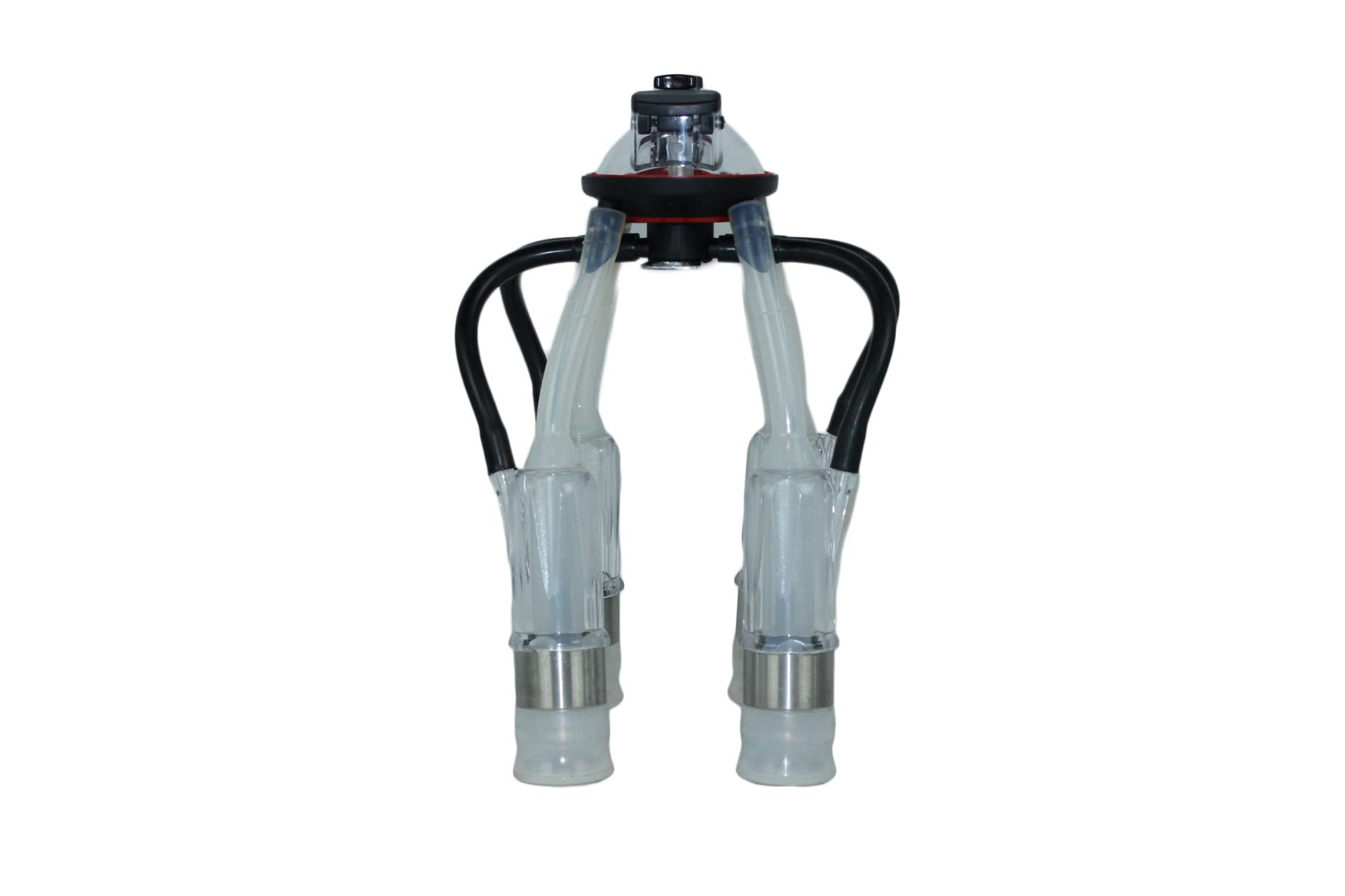 Melasty 240cc Cow Milking Machine Cluster with Soft Silicone Liners & Clear Acrylic Shells - Visible Pulsation for Small Teat Cows - Ideal for Dairy Farms, Homesteads & Veterinary Use