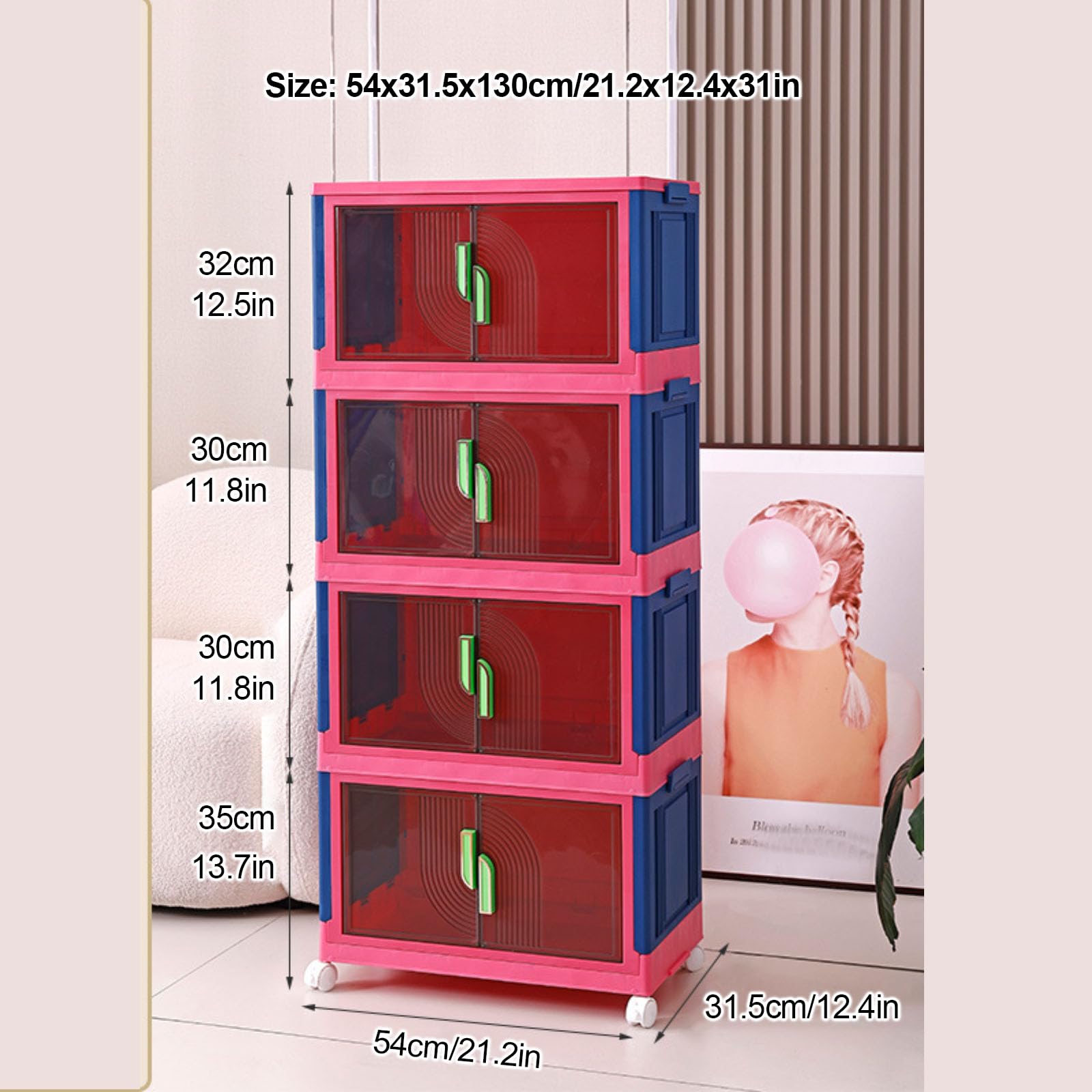 Stackable Plastic Storage Bins with Lids - Large White Foldable Storage Containers for Bedroom, Office & Study | Portable Organizer Boxes for Clothes, Toys & Home Organization