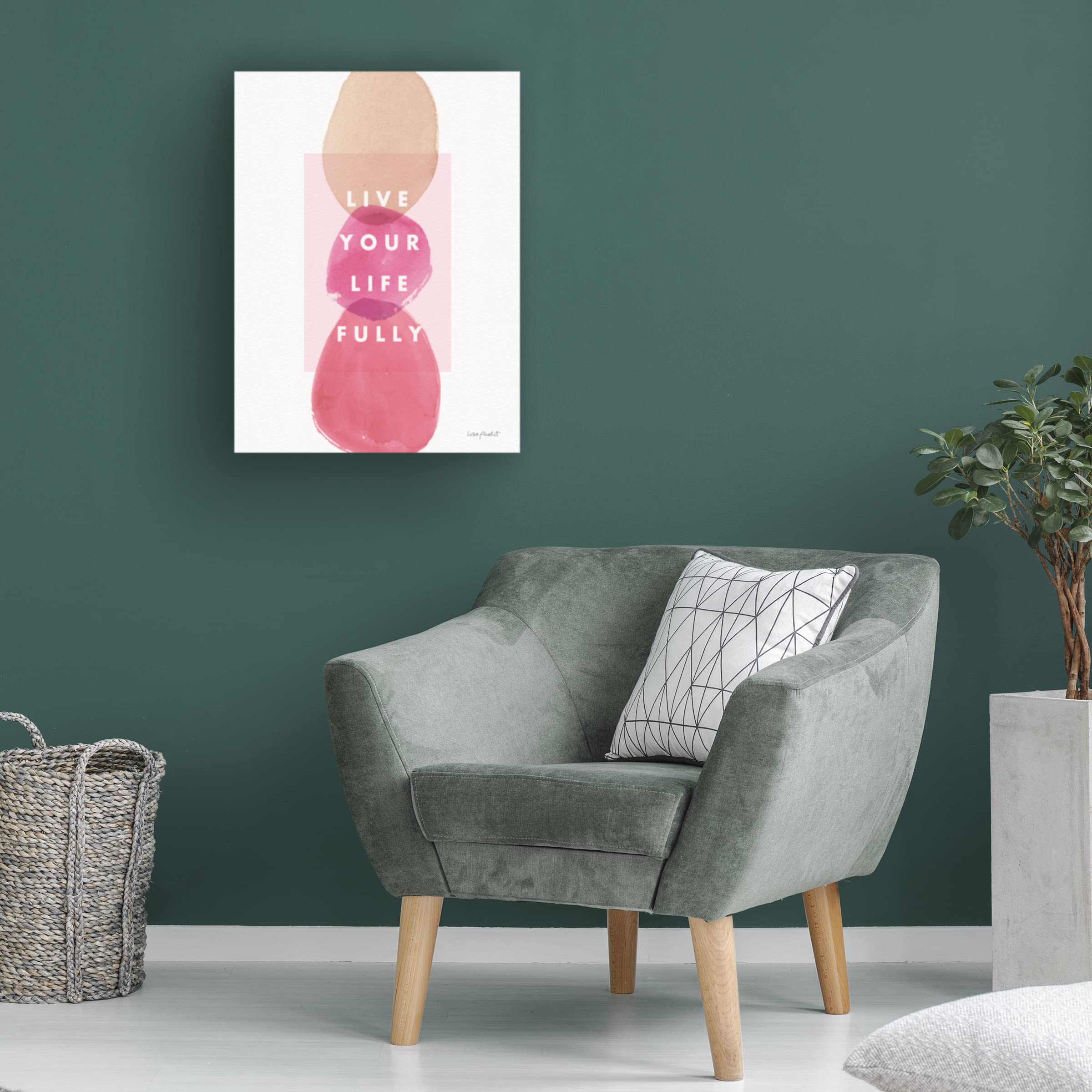 Lisa Audit 'Think Pink 13' Floral Canvas Wall Art Print - Pink & Gold Abstract Flower Painting for Living Room, Bedroom & Office Decor
