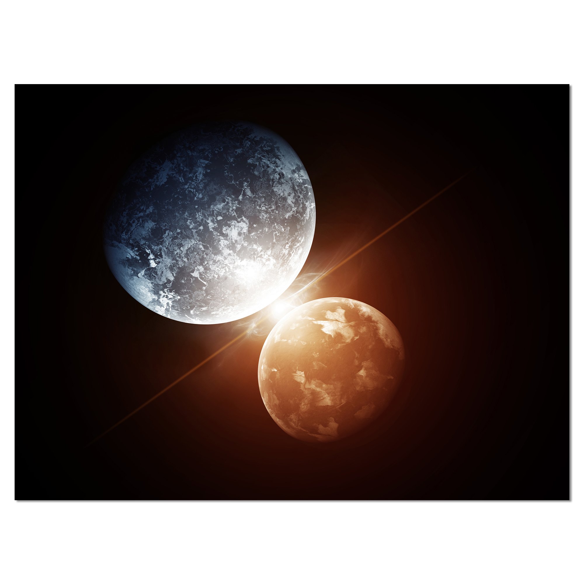 Kiss Between Two Planets - Stunning Space Canvas Art Print for Home & Office Decor | Astronomy Lover Gift | Living Room, Bedroom Wall Art