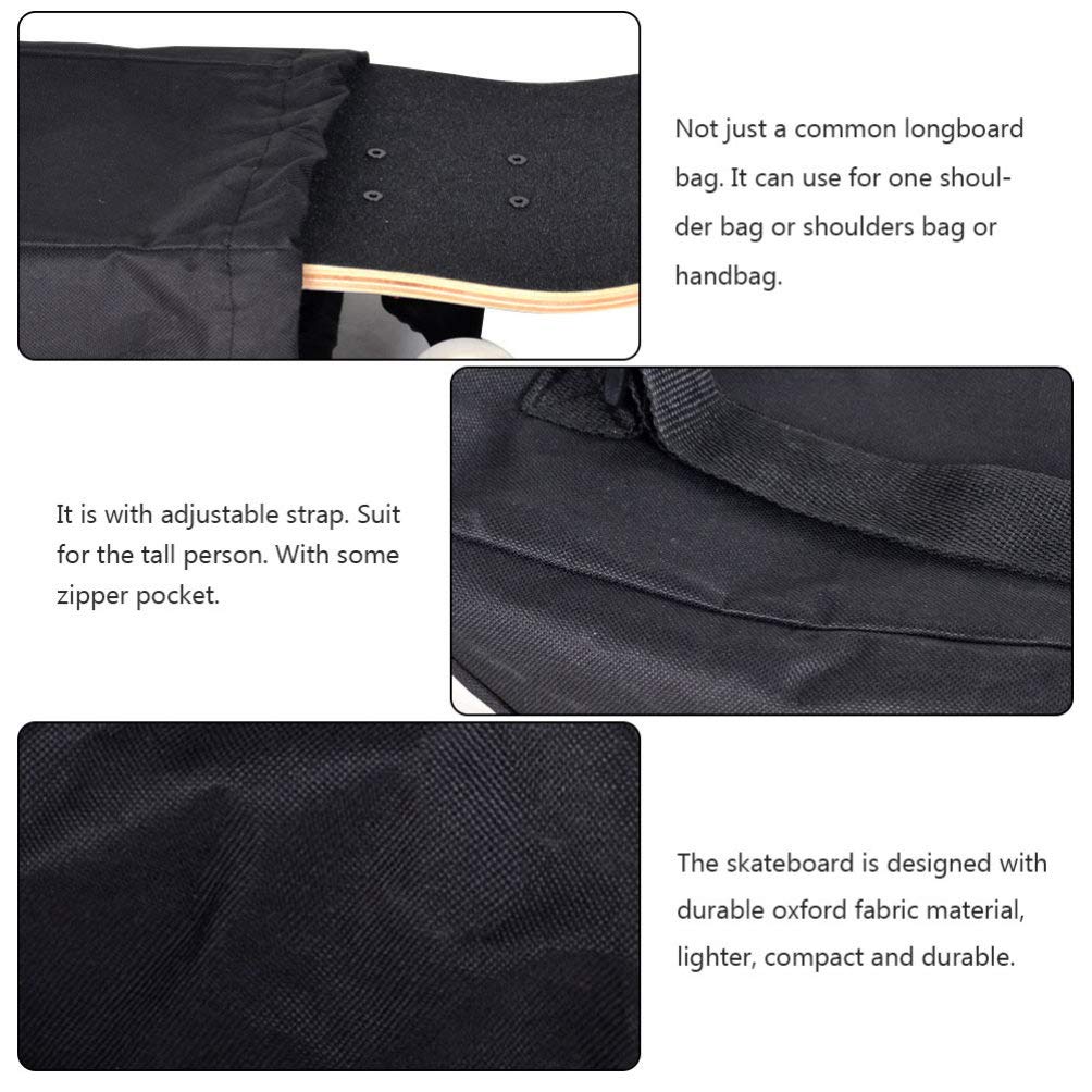 BESPORTBLE Adjustable Skateboard Backpack - Durable Carry Bag for Longboard, Dance Board & Kids Skateboard - Hands-Free Shoulder Strap (Black) - Perfect for Commuting, School & Skate Park Adventures