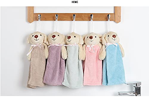 Blue Bear Hanging Hand Towels - Super Soft & Absorbent Kitchen & Bathroom Towels for Kids - Cute Animal Themed Gift (Khaki Blue Bear, 2 Pack) - Perfect for Nursery, Baby Shower & Home Decor