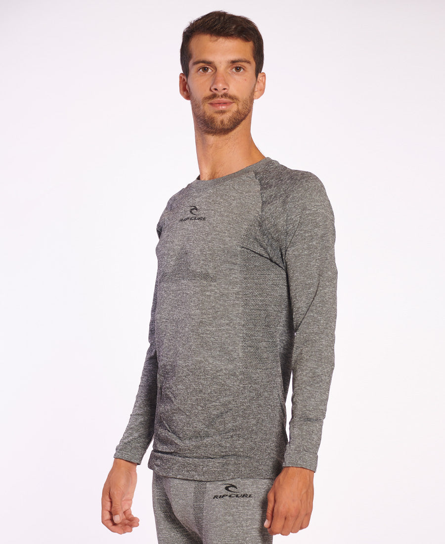 Rip Curl Seamless L5 Thermal Shirt for Men & Women - Lightweight Grey Base Layer for Surfing, Skiing & Outdoor Activities