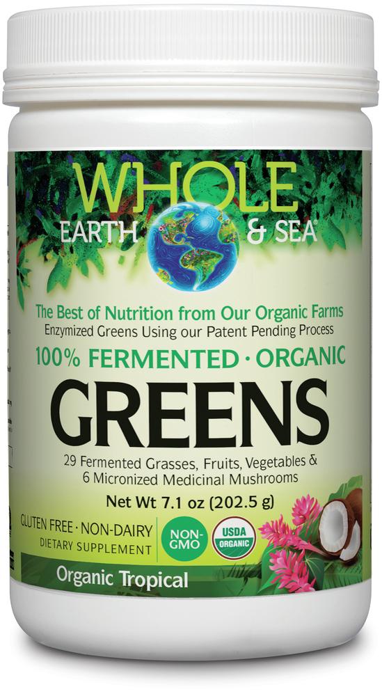 Organic Fermented Greens Powder by Whole Earth & Sea - Superfood Supplement for Detox, Energy & Digestion - Perfect for Smoothies, Juices & Wellness Routines