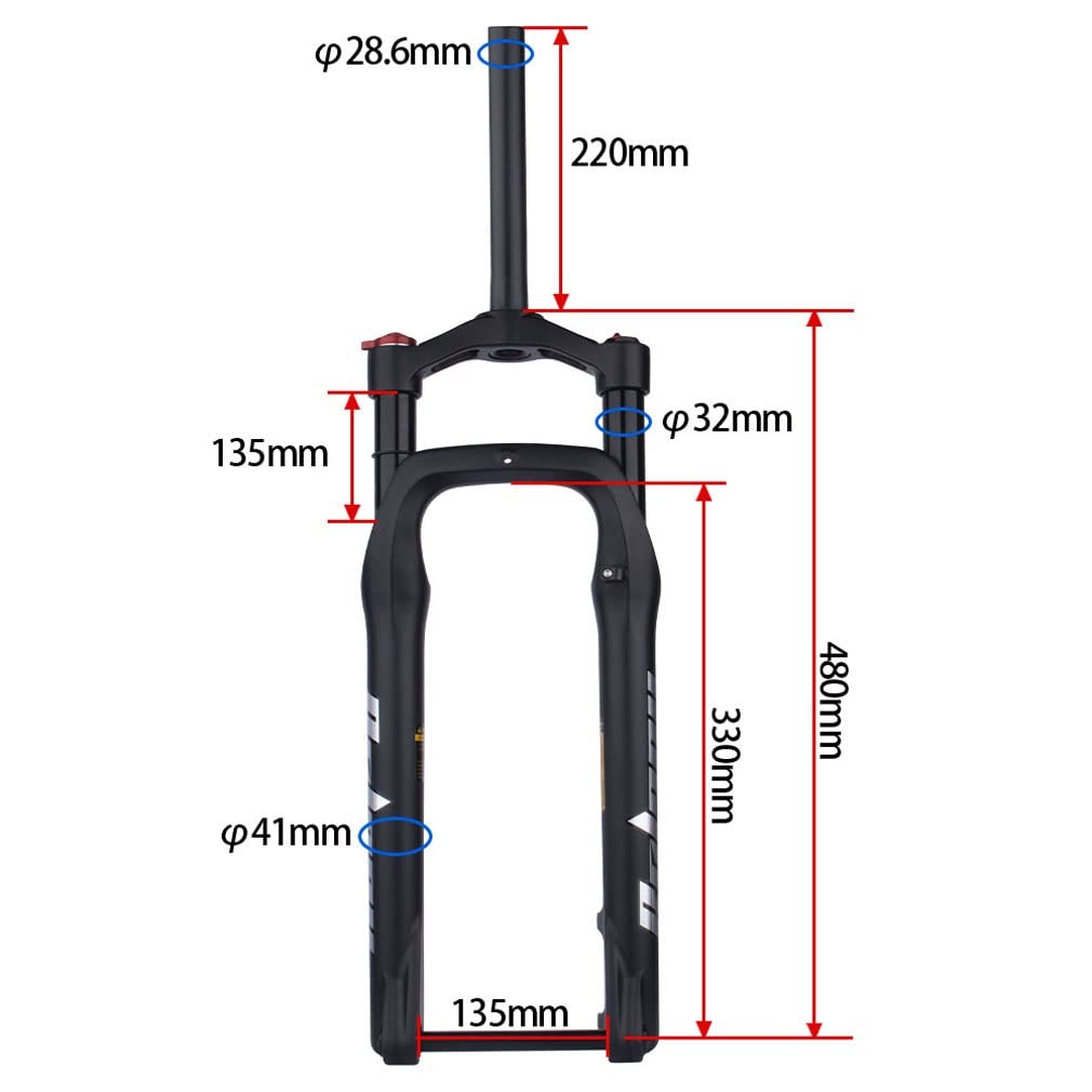 26x4.0 Fat Bike Air Suspension Fork - 120mm Travel, 28.6mm Straight Tube, Manual Lockout, 15x135mm Thru Axle - Perfect for Snow Biking & Off-Road Adventures