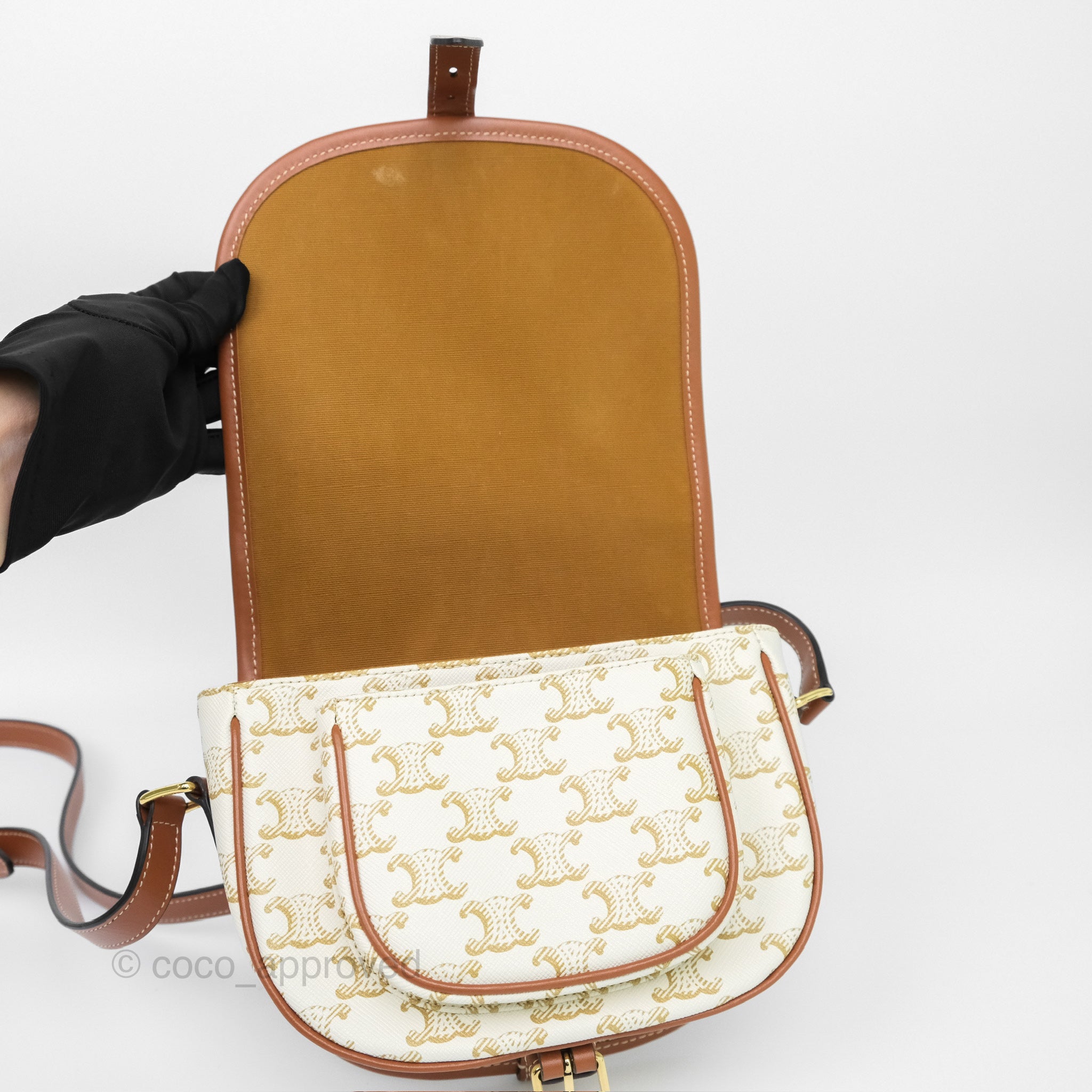 Celine Medium Triomphe Canvas Folco Bag in White - Luxury Handbag for Women, Perfect for Work, Travel & Everyday Use