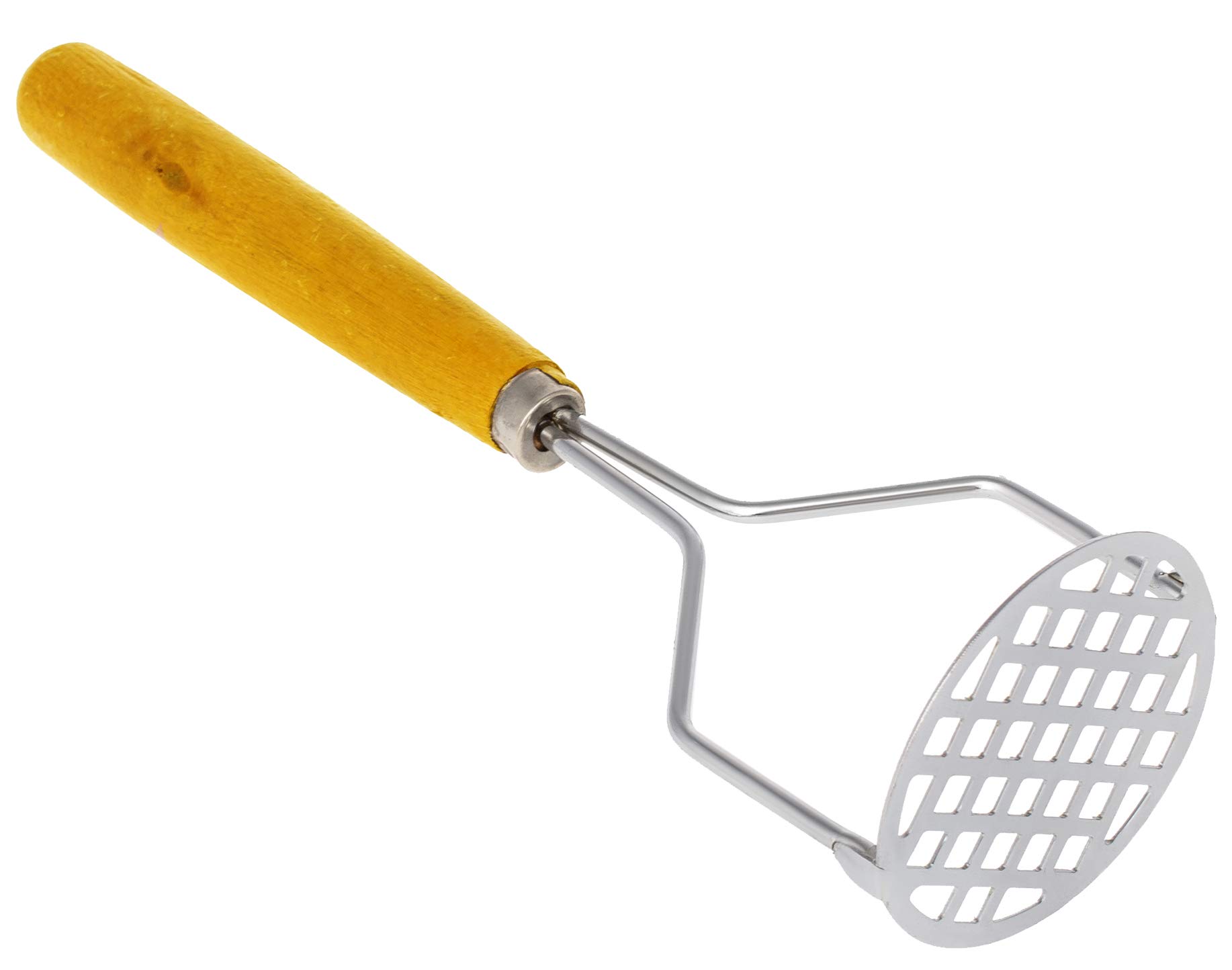 Stainless Steel Potato Masher with Wooden Handle - Heavy Duty Chickpea & Vegetable Masher - Kitchen Smashing Tool for Perfect Mashed Potatoes, Guacamole & Baby Food - Ideal for Home Cooking & Restaurant Use