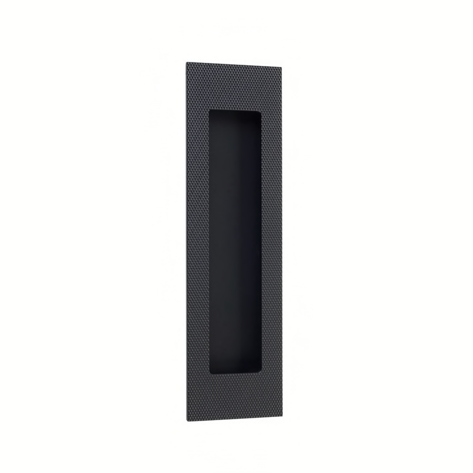 Modern Knurled Rectangular Matte Black Recessed Door Pull - Cabinet & Drawer Hardware for Kitchen, Bathroom, and Office Furniture
