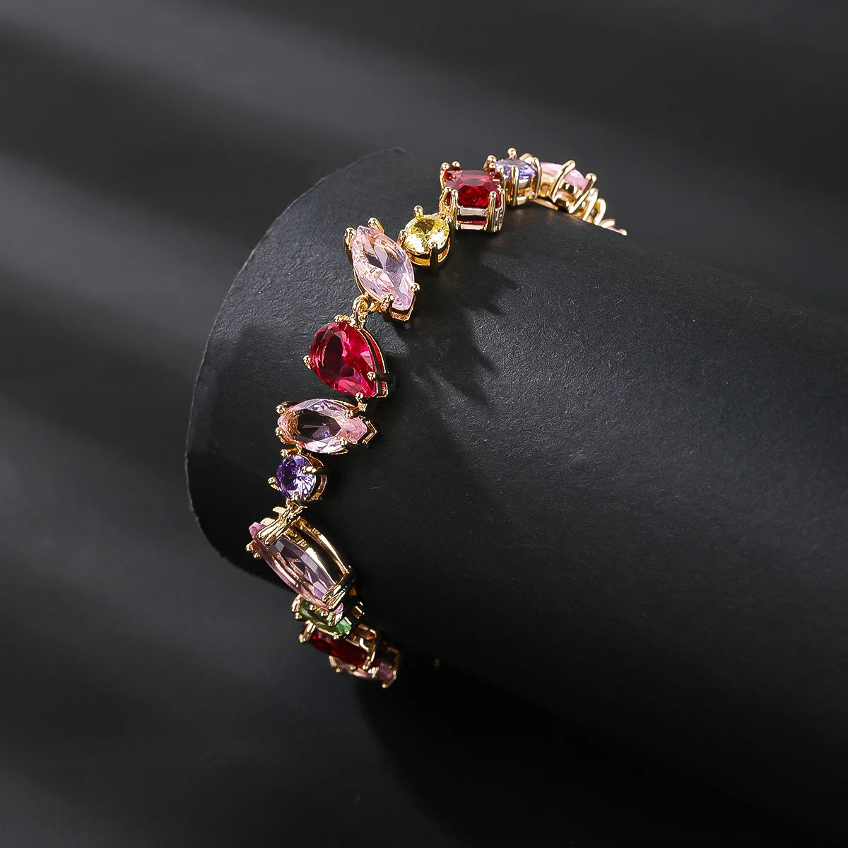 Trendy Cubic Zirconia Crystal Glitter Gold Plated Bracelet for Women - Elegant Wedding, Bridal Party, Anniversary Gift Jewelry - Perfect for Special Occasions & Everyday Wear CK10193