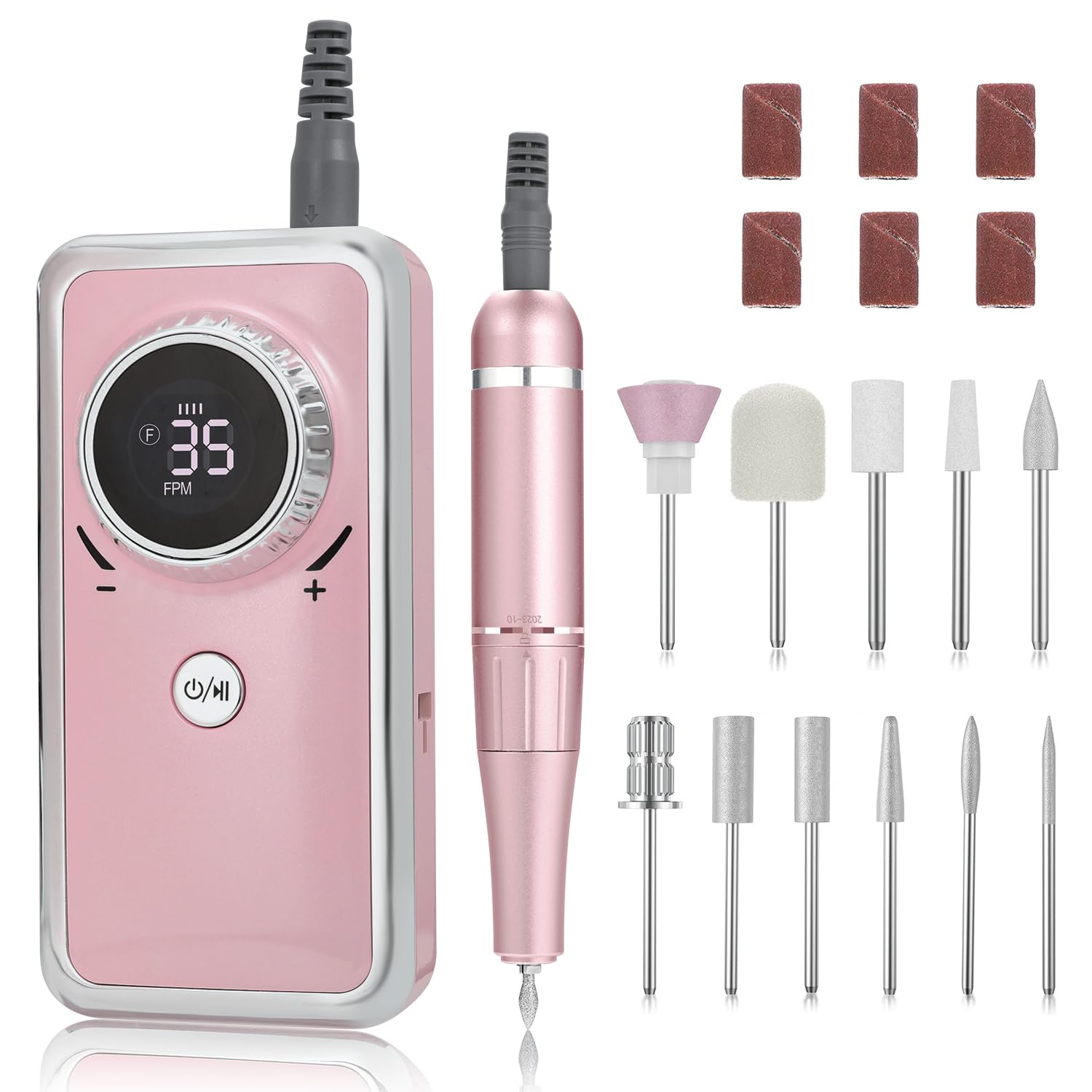 Professional Electric Nail Drill Kit - 35000RPM Portable Rechargeable Efile with LCD Display & 11 Drill Bits | Acrylic Nail Removal, Gel Polish for Home Salon & Professional Use | Perfect for Manicures, Pedicures & Nail Art
