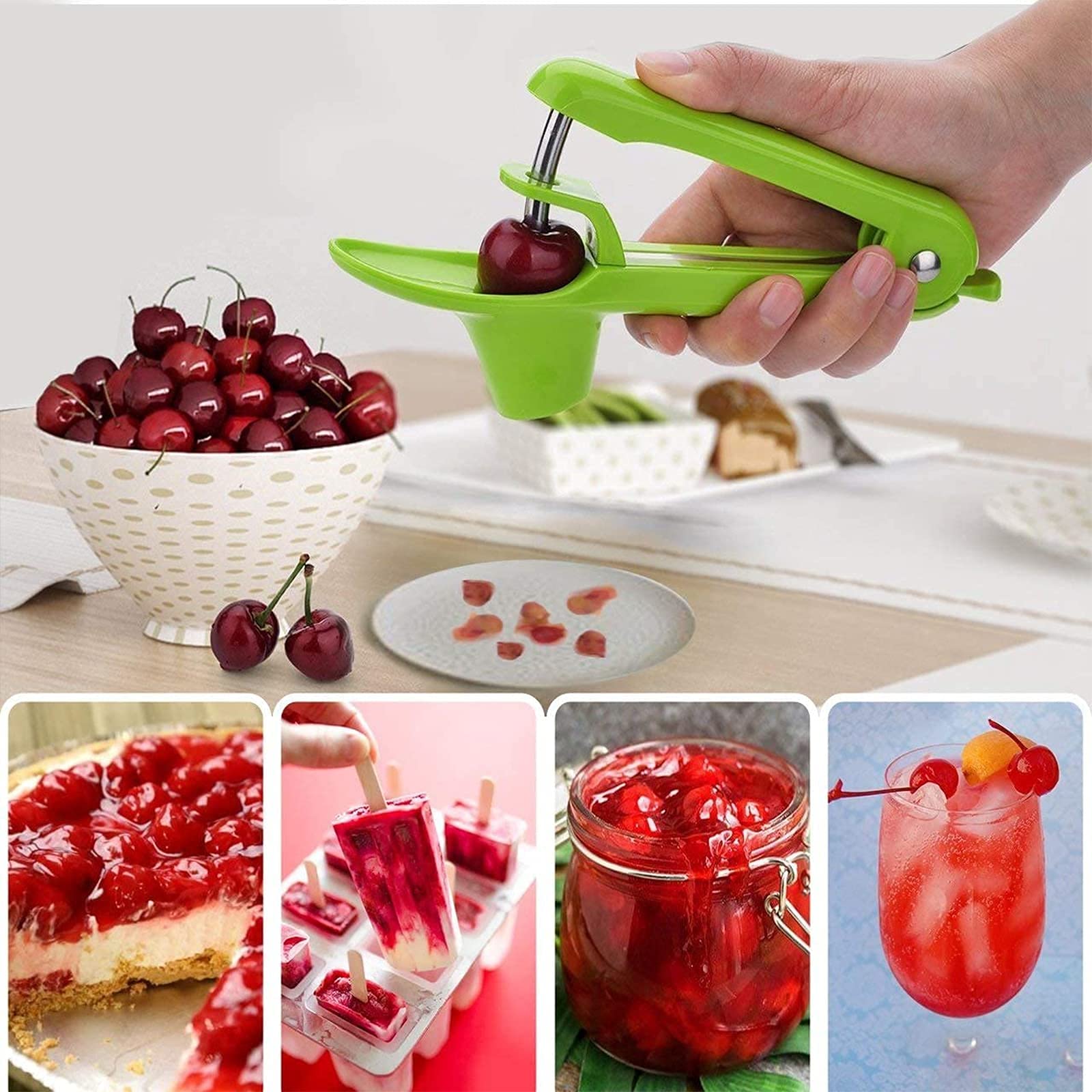 Best Cherry Pitter Tool - Stainless Steel Cherry & Olive Pitter with Stone Remover for Jam Making, Baking, Canning - Compact Lock Design for Easy Storage | Perfect for Home Kitchen, Picnics, and DIY Fruit Preserves